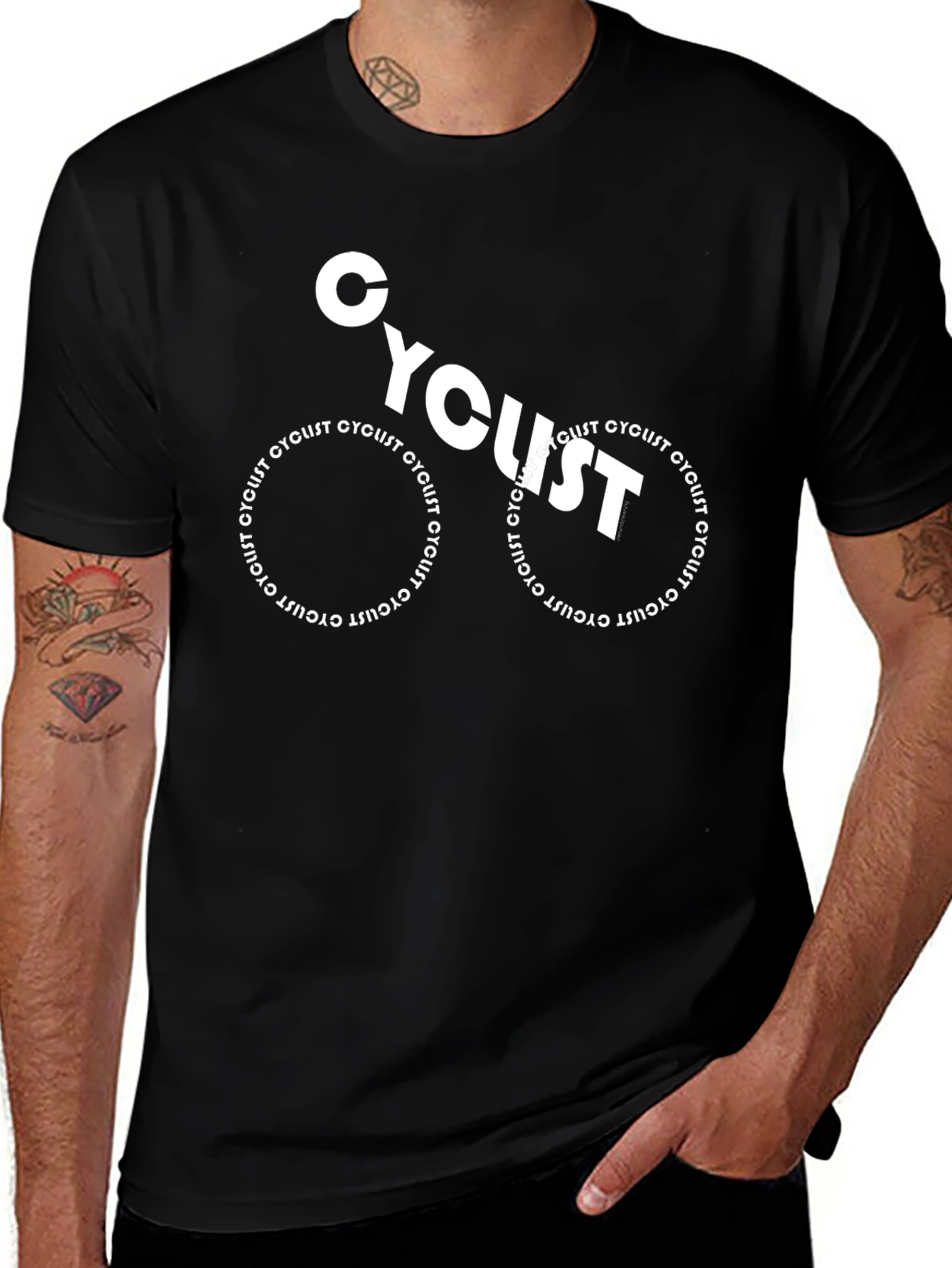 Cyclist Graphic Tee - Black Cotton Bicycle Shirt