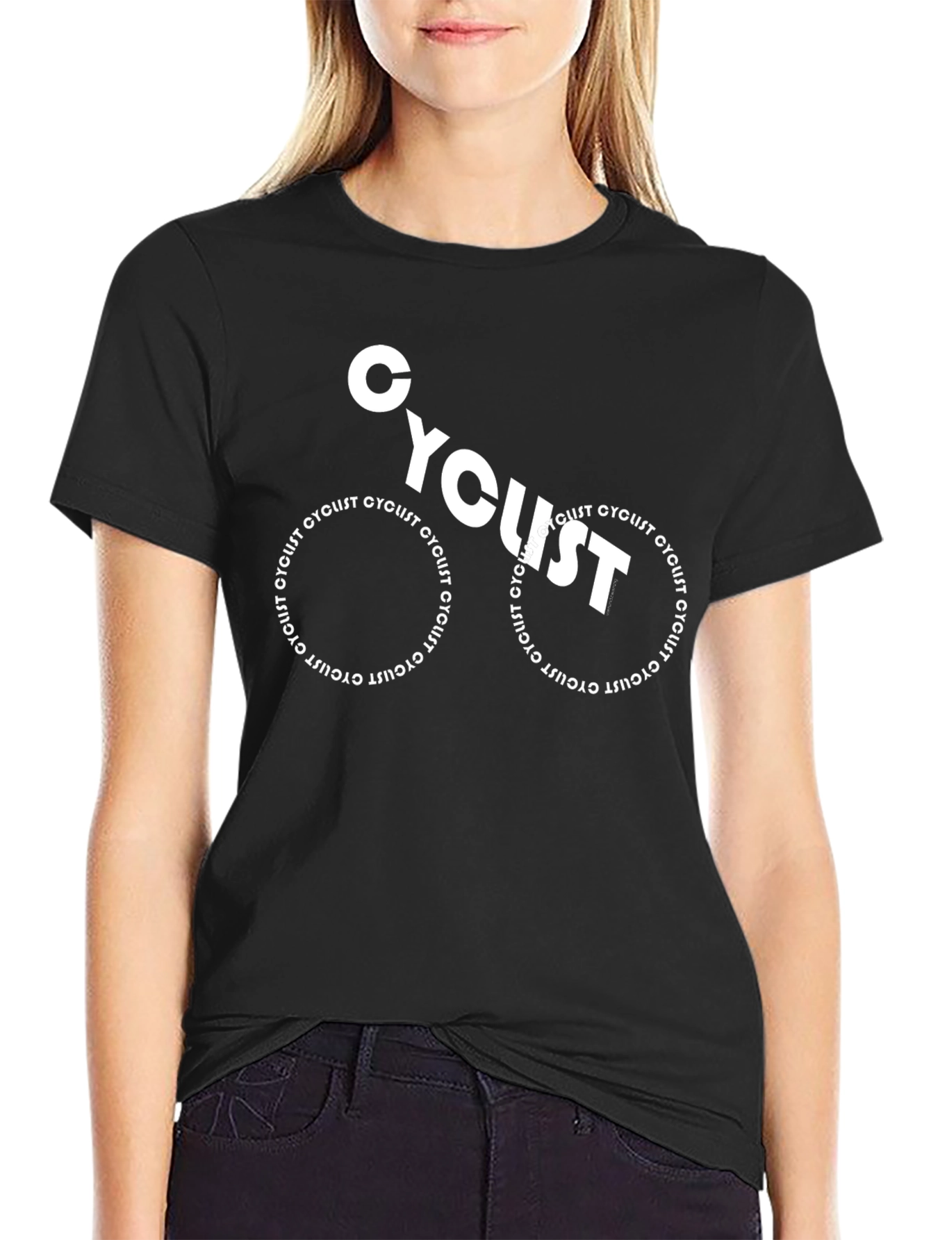 Cyclist Graphic Tee - Black Cotton Bicycle Shirt