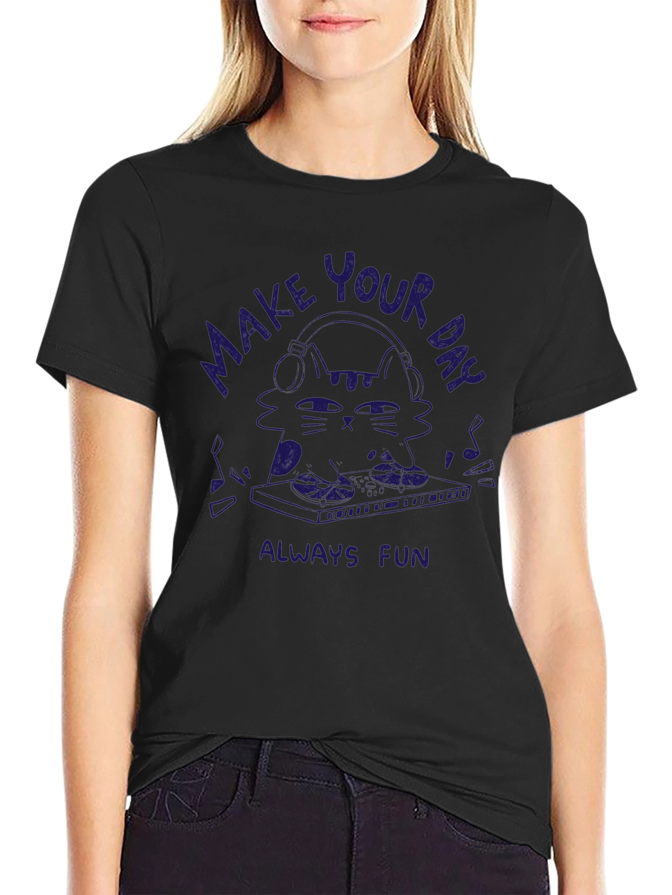 Make Your Day Always Fun Cat DJ T-Shirt
