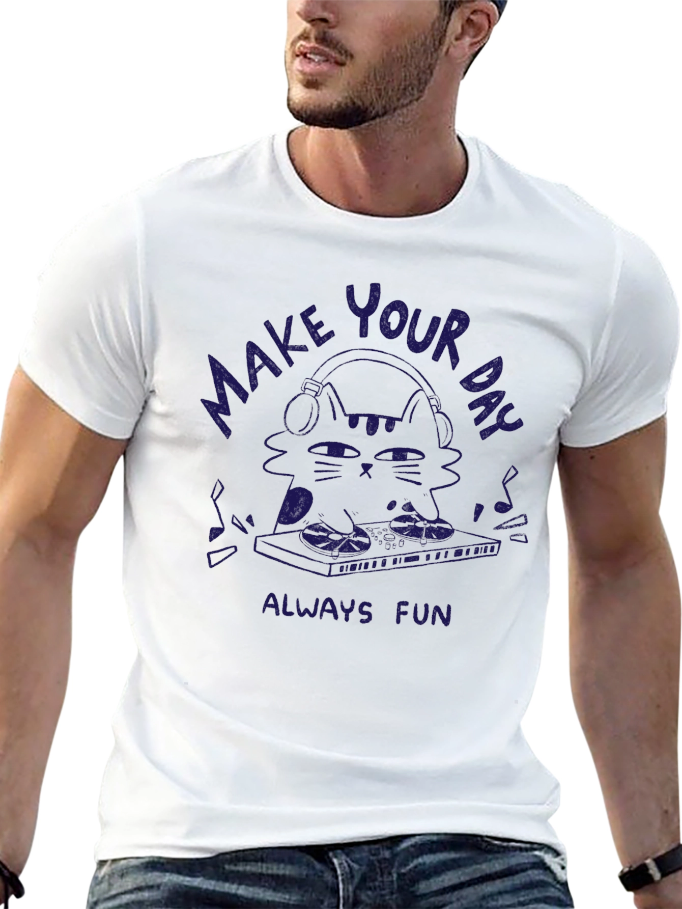Make Your Day Always Fun Cat DJ T-Shirt