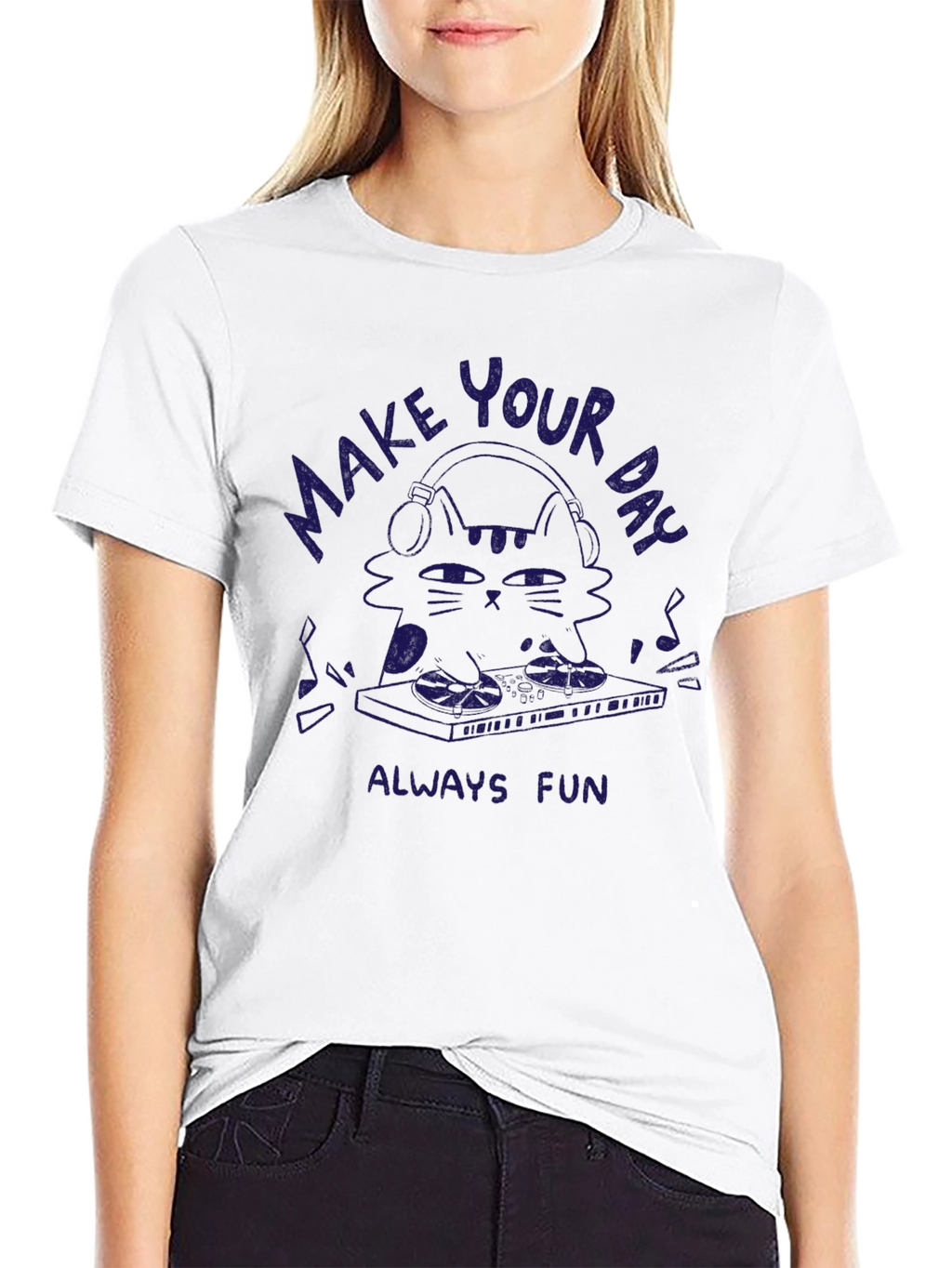 Make Your Day Always Fun Cat DJ T-Shirt
