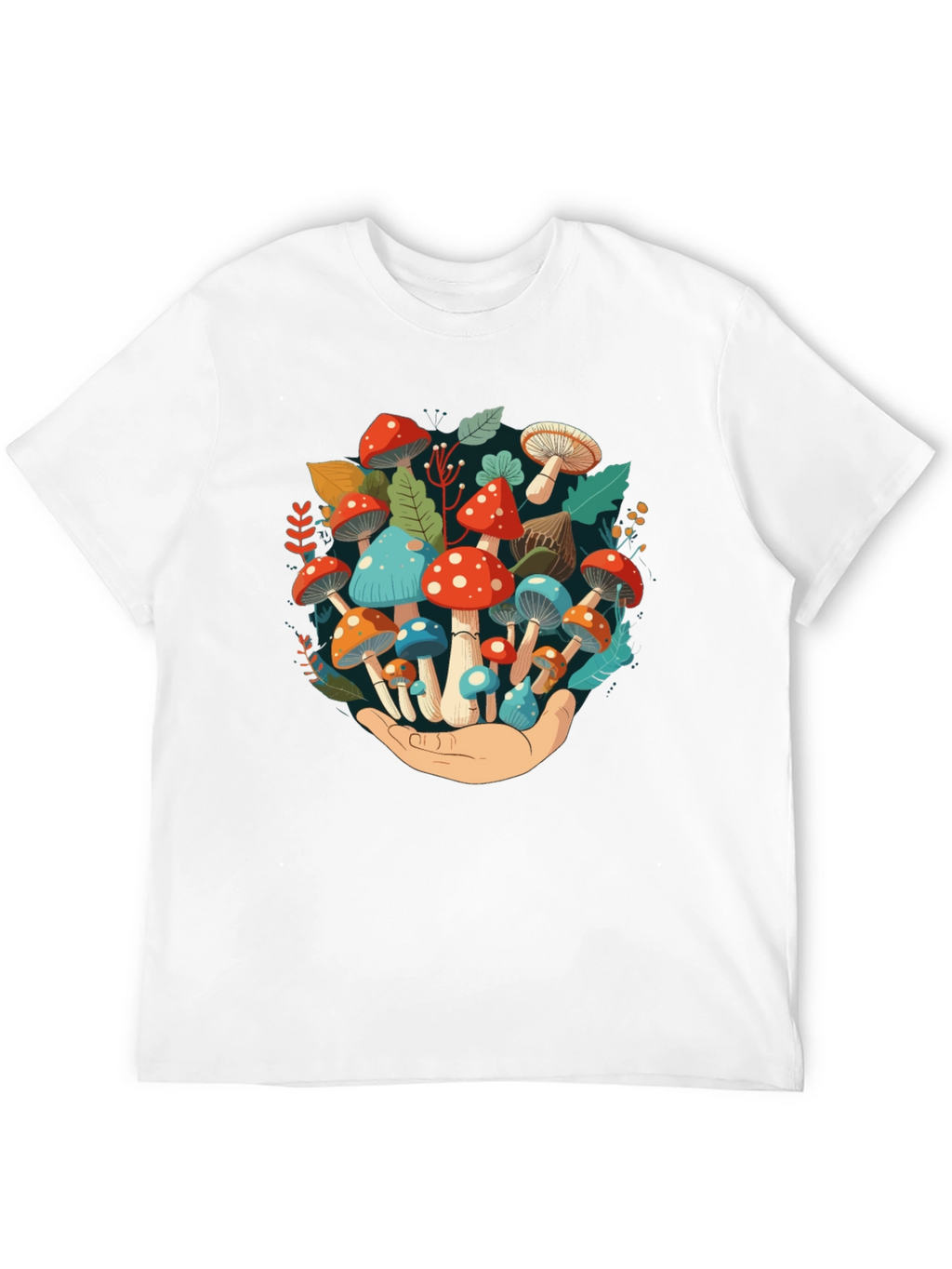Mushroom Hand Graphic Tee - Unique Nature Design