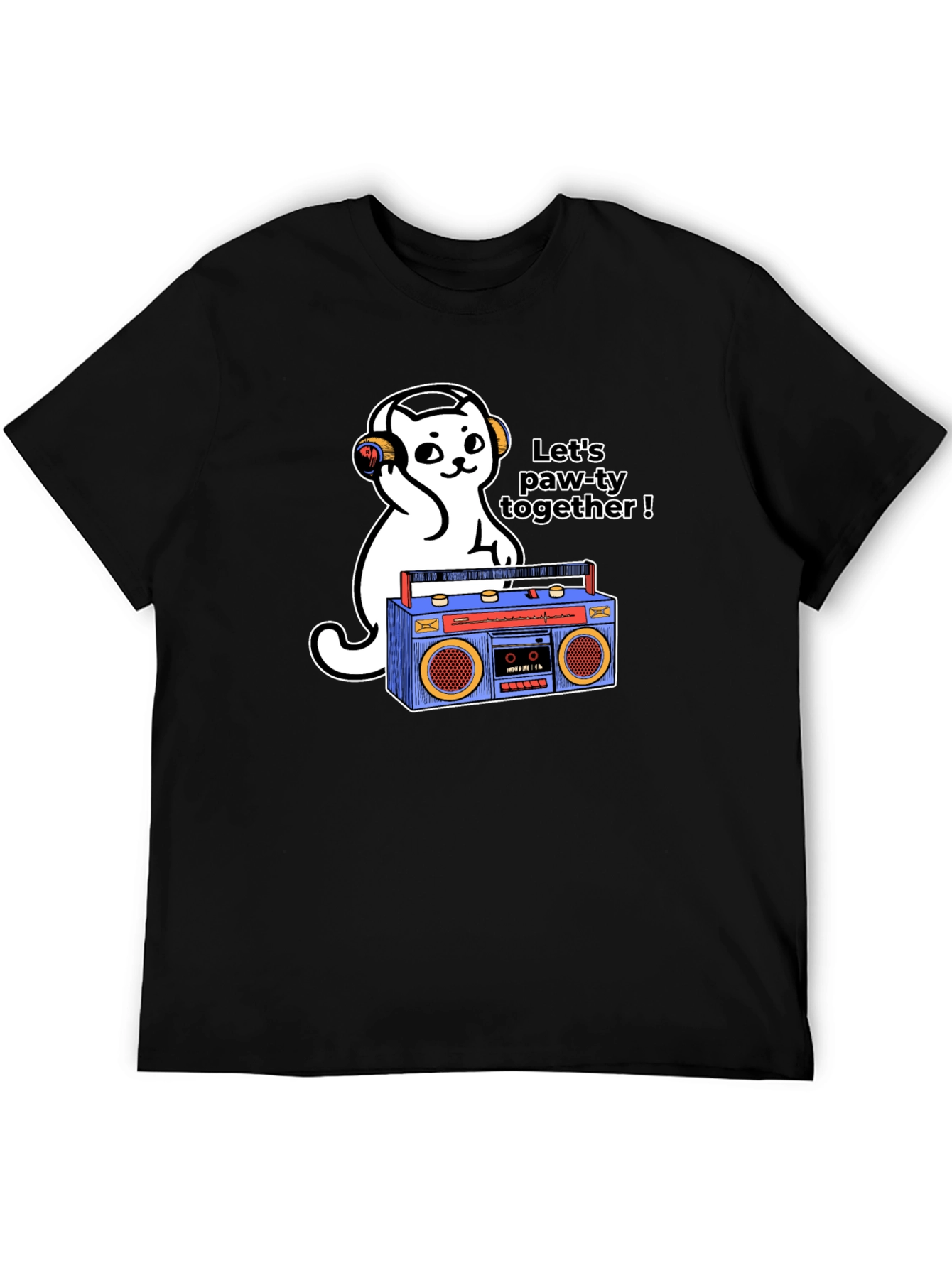 Lets Paw-ty Together Cat Graphic T-Shirt