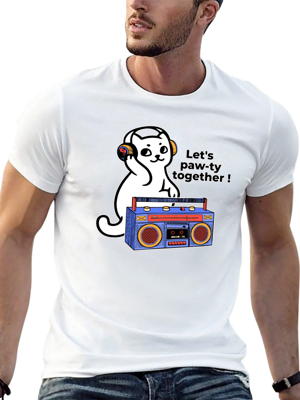 Lets Paw-ty Together Cat Graphic T-Shirt