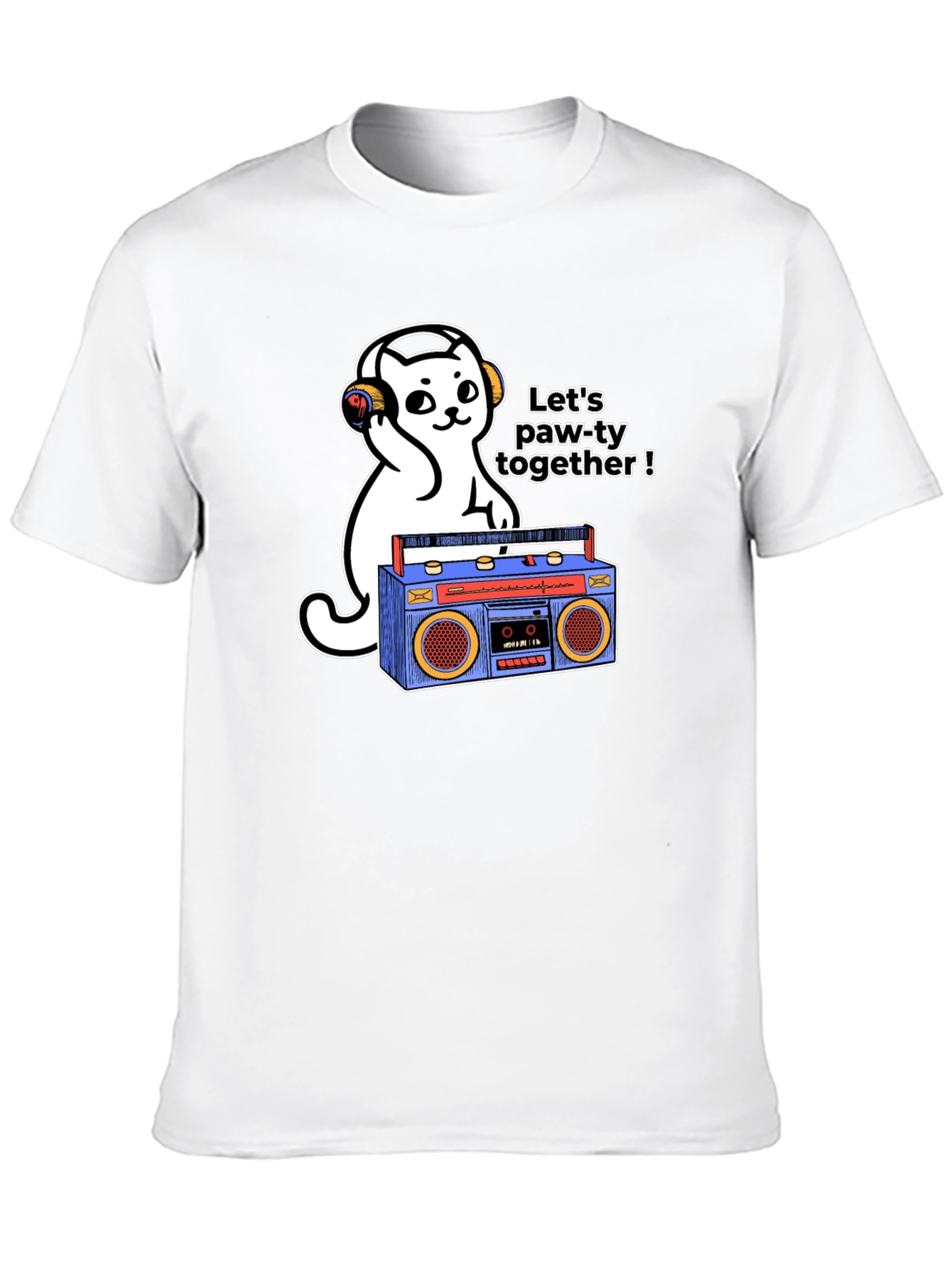 Lets Paw-ty Together Cat Graphic T-Shirt