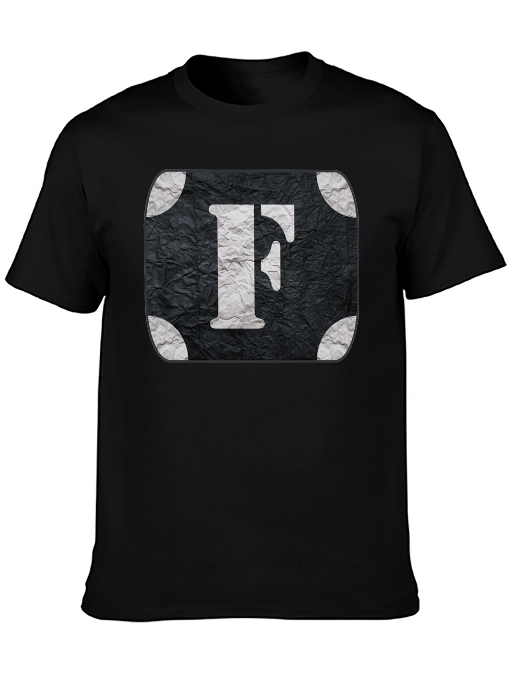 Letter F Graphic Tee - Black Cotton Blend