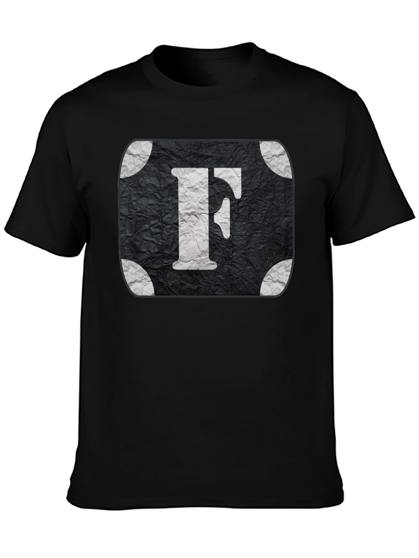 Letter F Graphic Tee - Black Cotton Blend