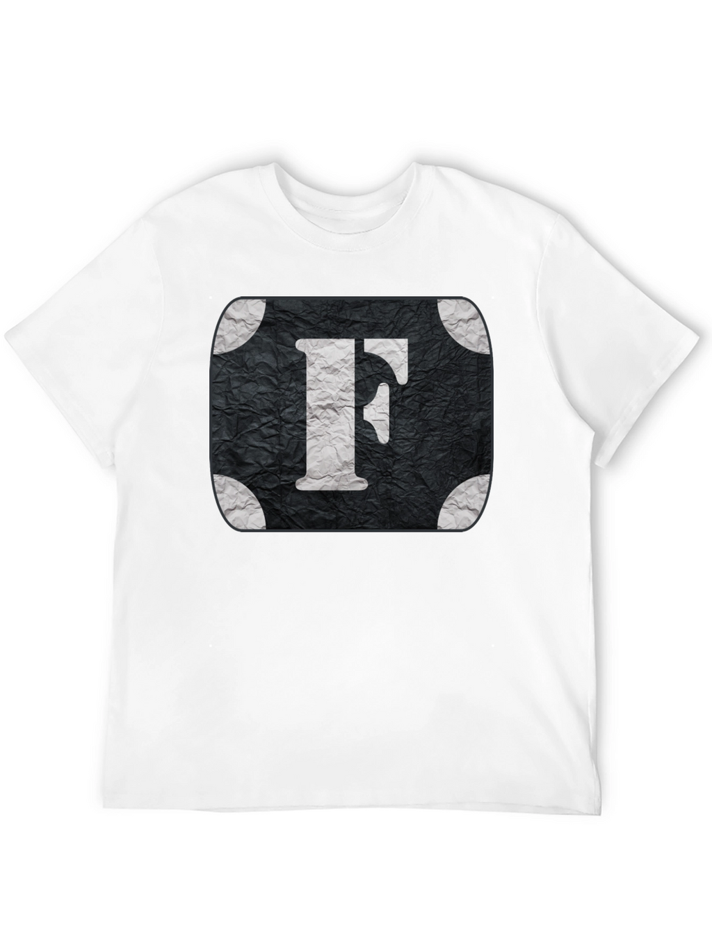 Letter F Graphic Tee - Black Cotton Blend