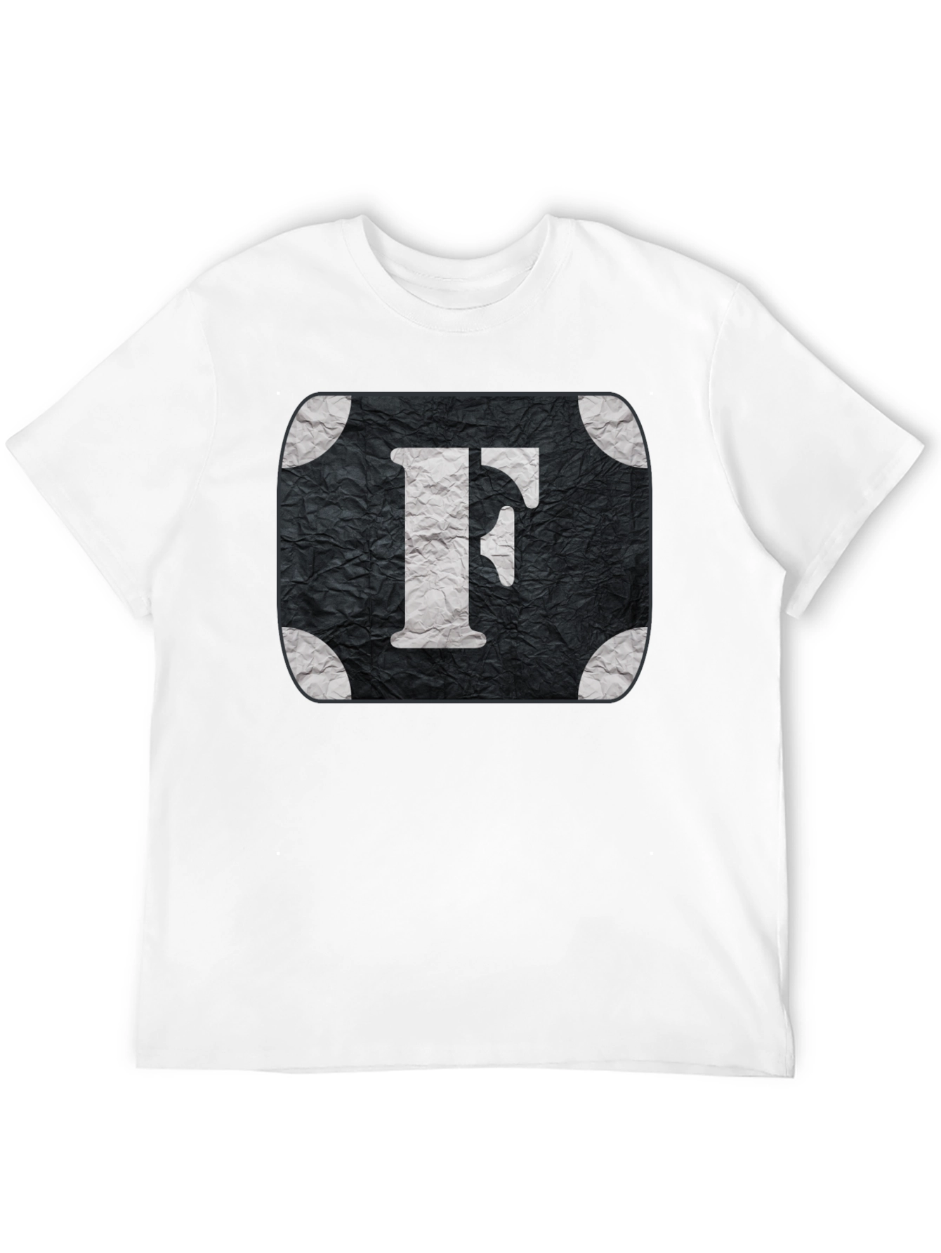 Letter F Graphic Tee - Black Cotton Blend
