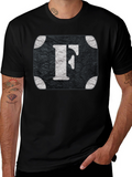 Letter F Graphic Tee - Black Cotton Blend