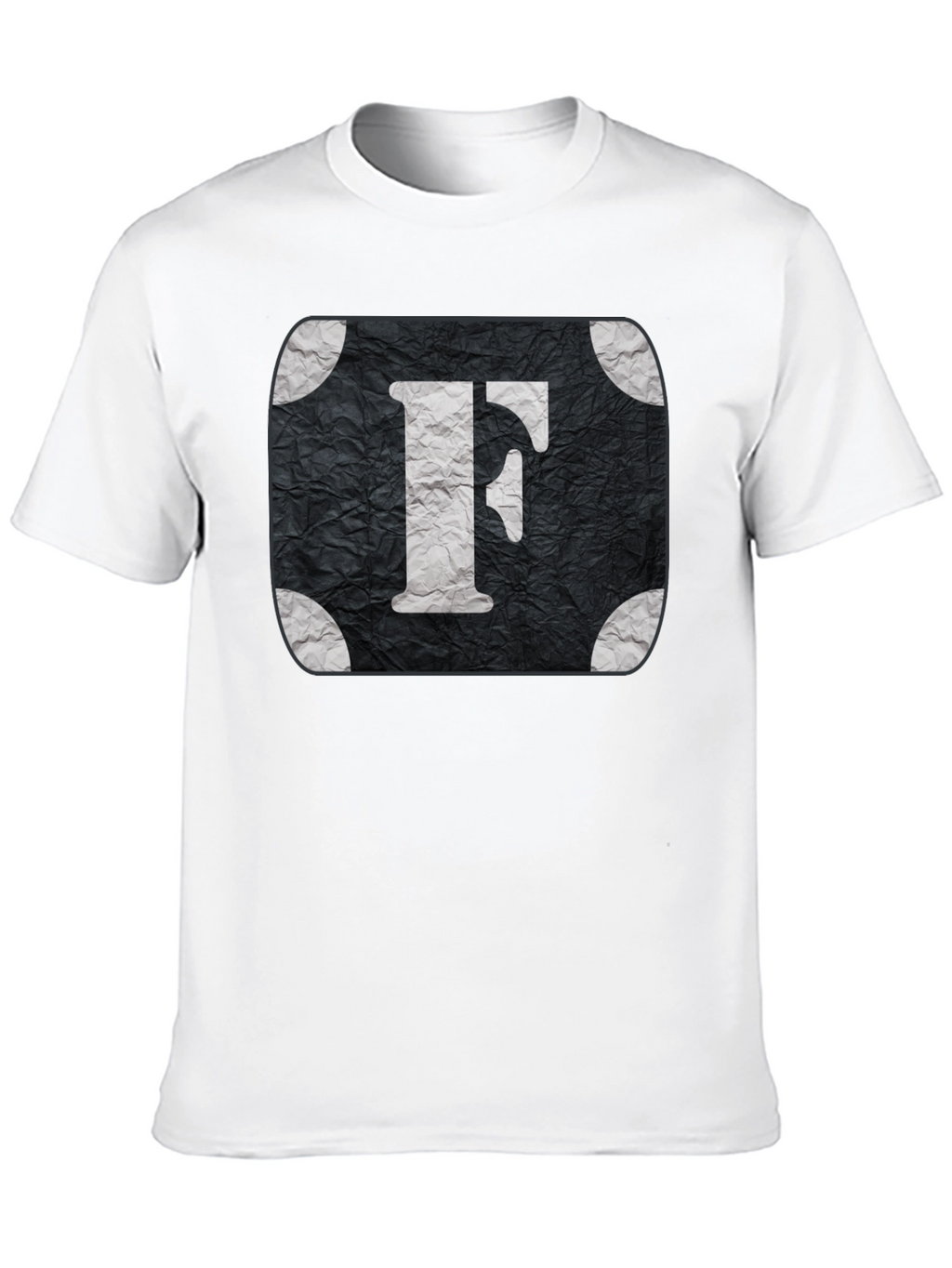Letter F Graphic Tee - Black Cotton Blend