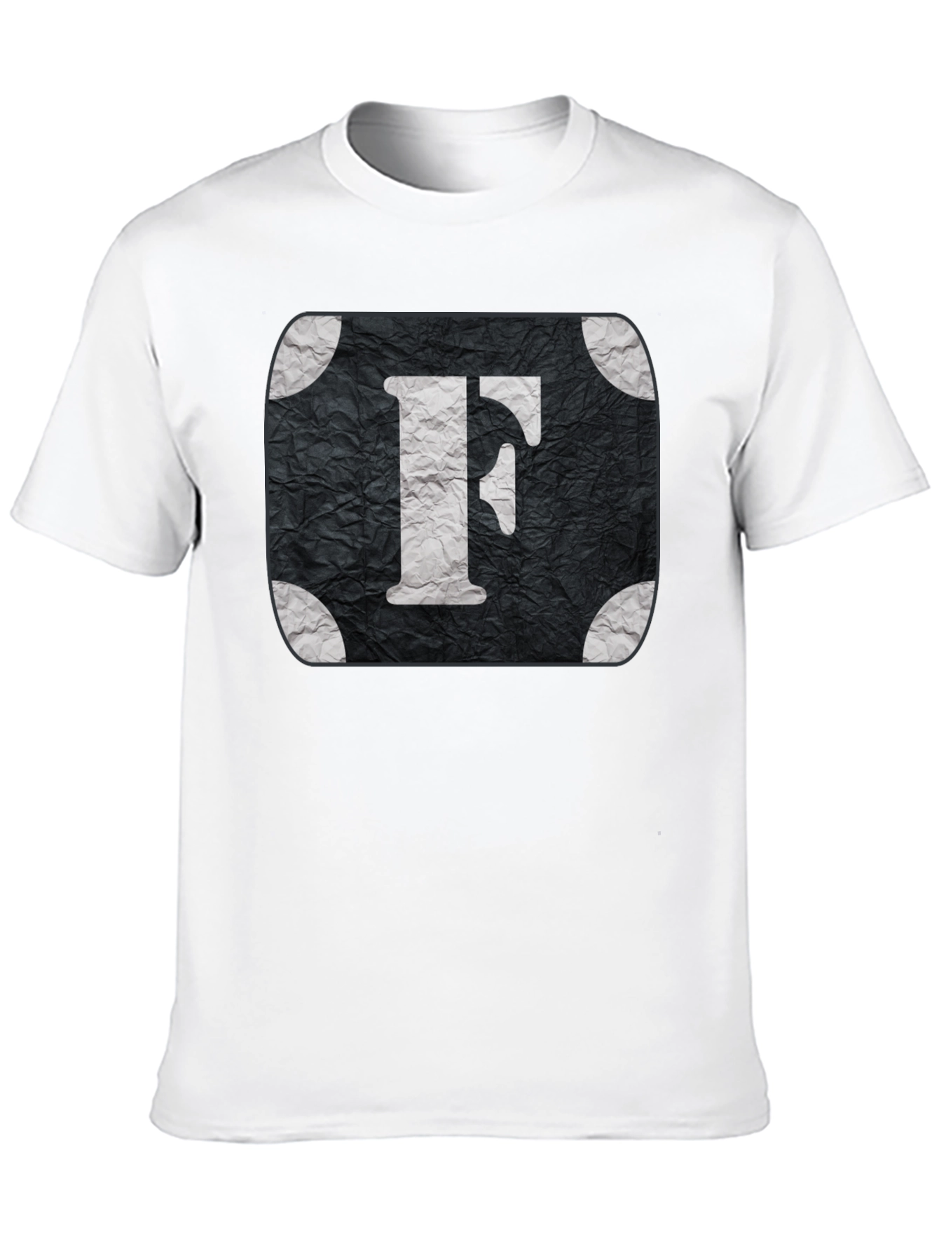 Letter F Graphic Tee - Black Cotton Blend