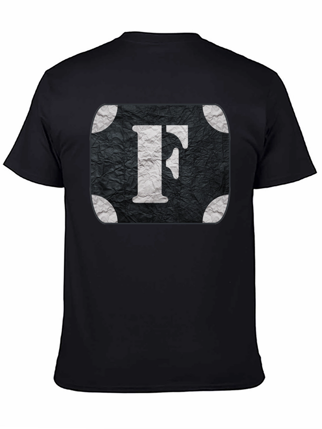 Letter F Graphic Tee - Black Cotton Blend