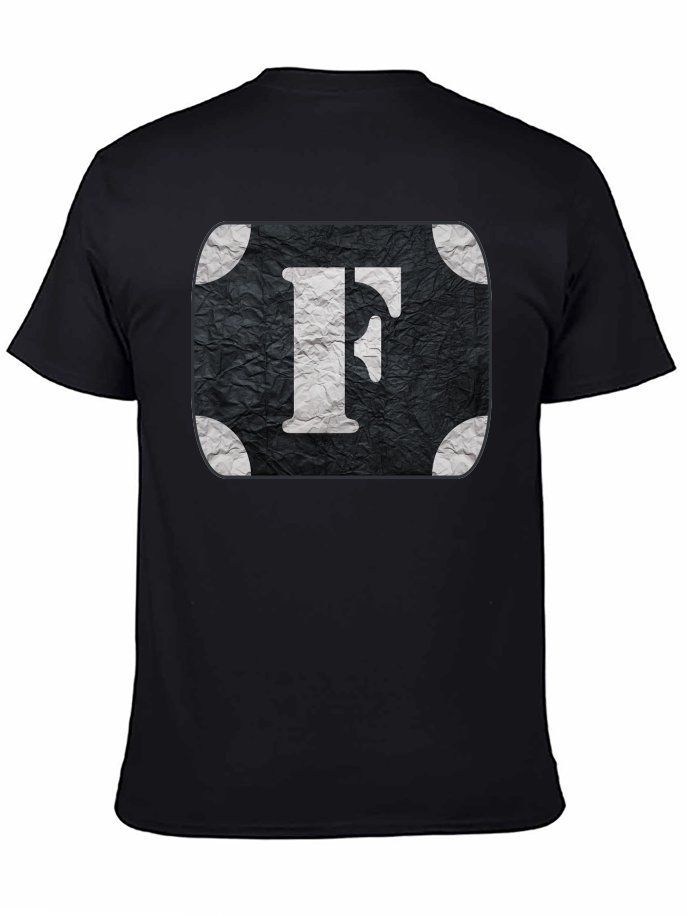 Letter F Graphic Tee - Black Cotton Blend