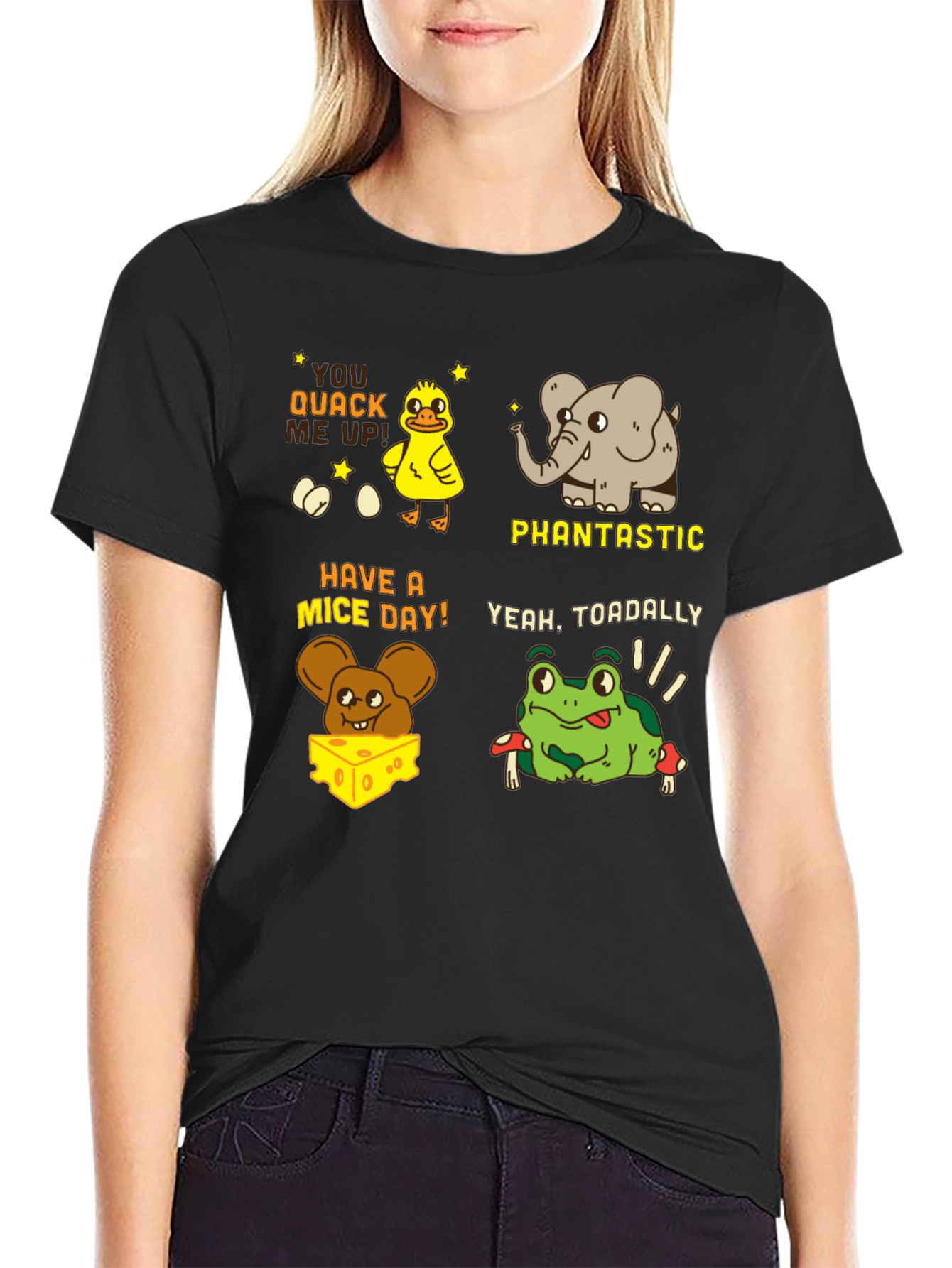 Pun-tastic Animal Tee: Quack Me Up Have a Mice Day!