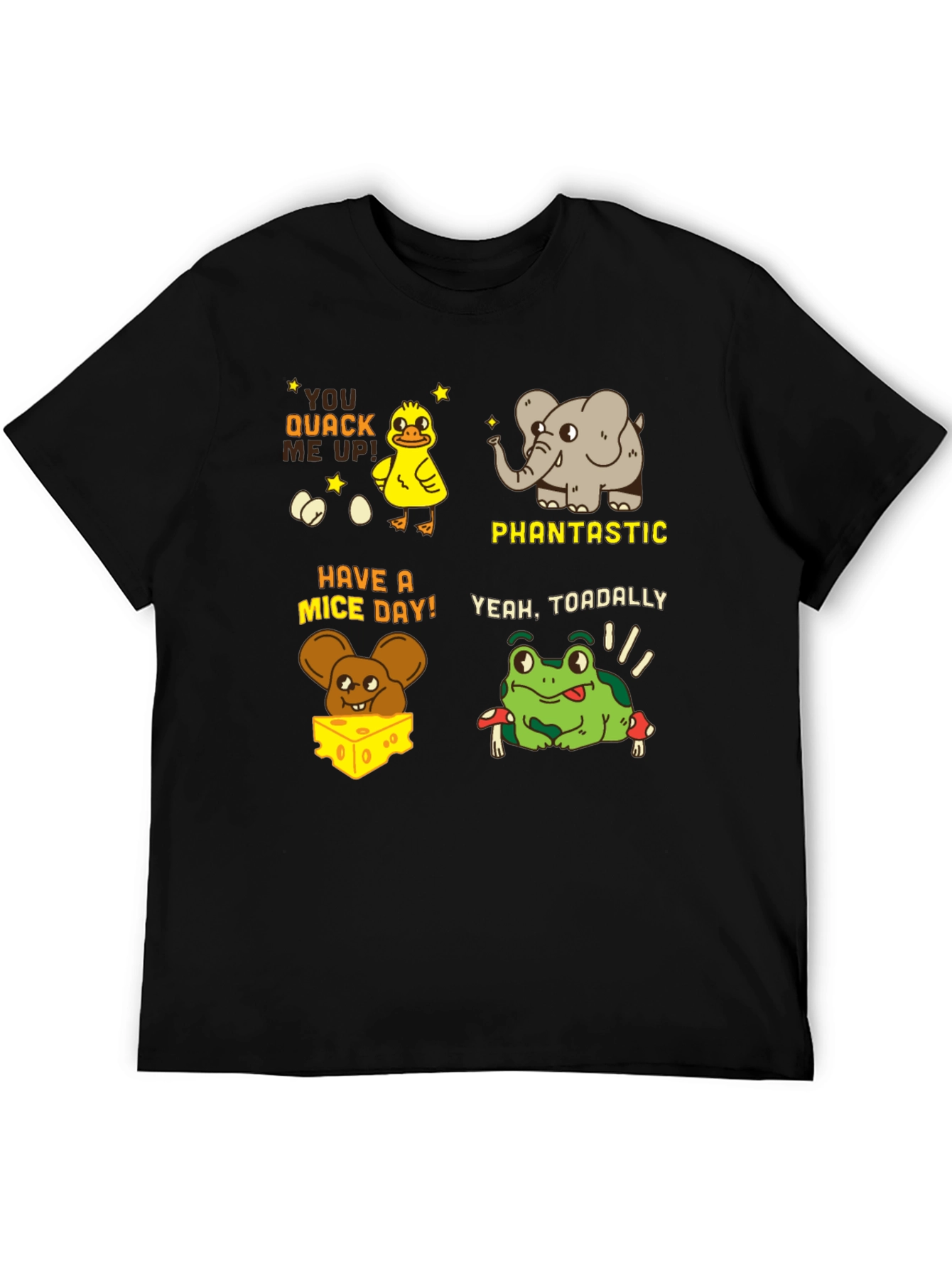 Pun-tastic Animal Tee: Quack Me Up Have a Mice Day!