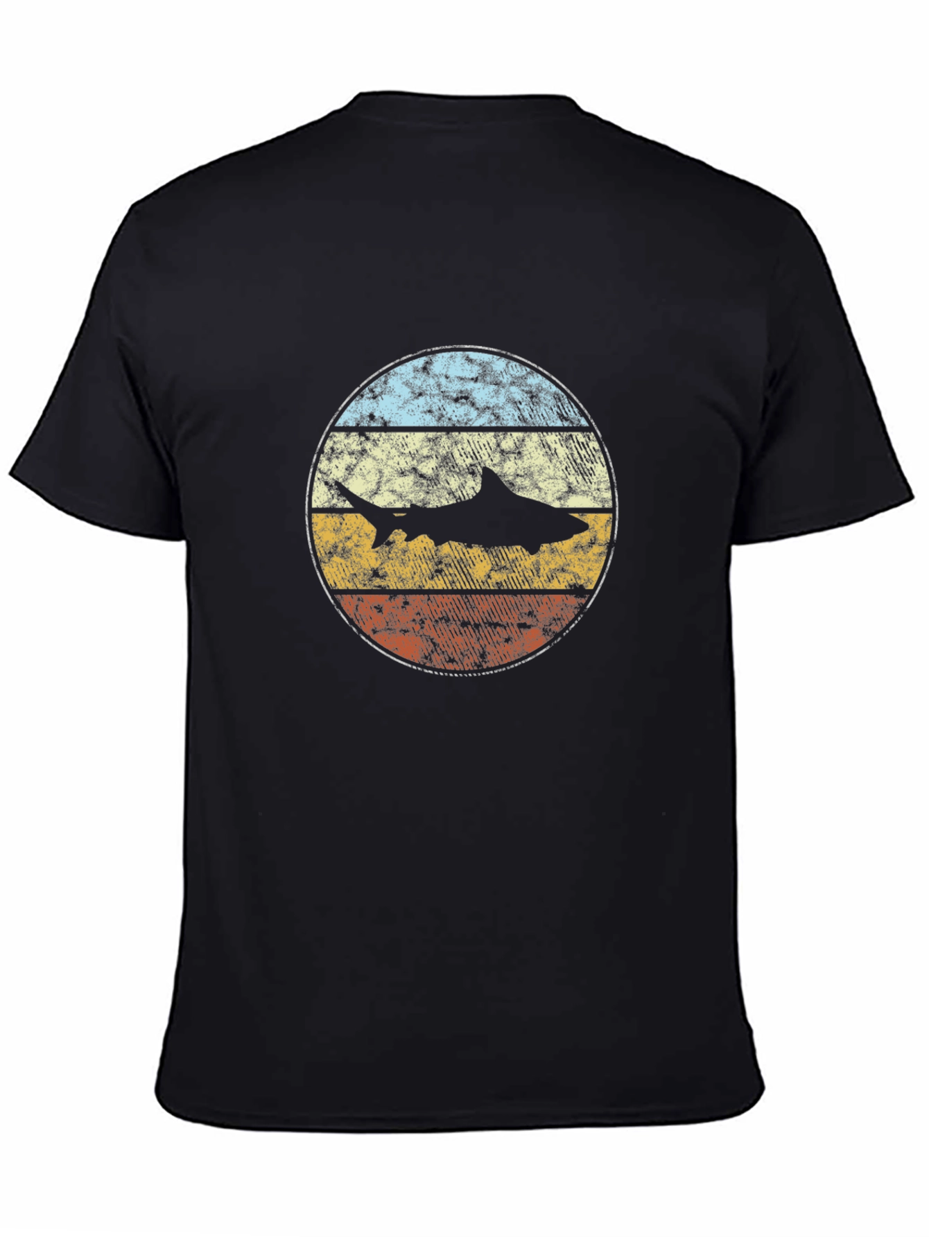 Retro Shark Graphic Tee - Vintage Style Black T-Shirt