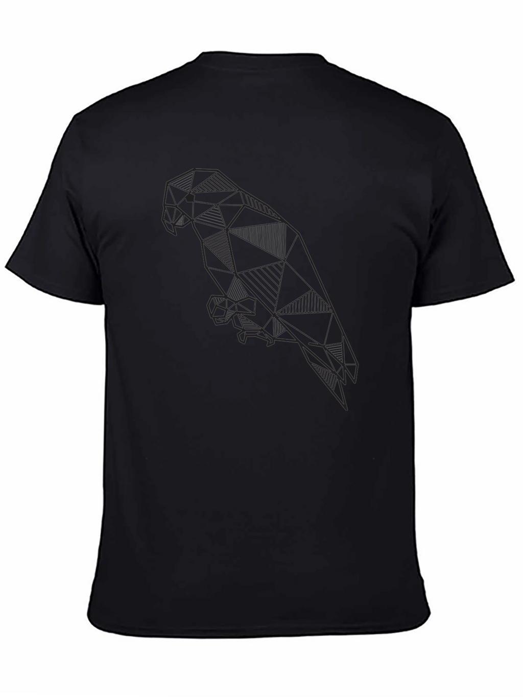 Geometric Parrot Graphic Print Black T-Shirt