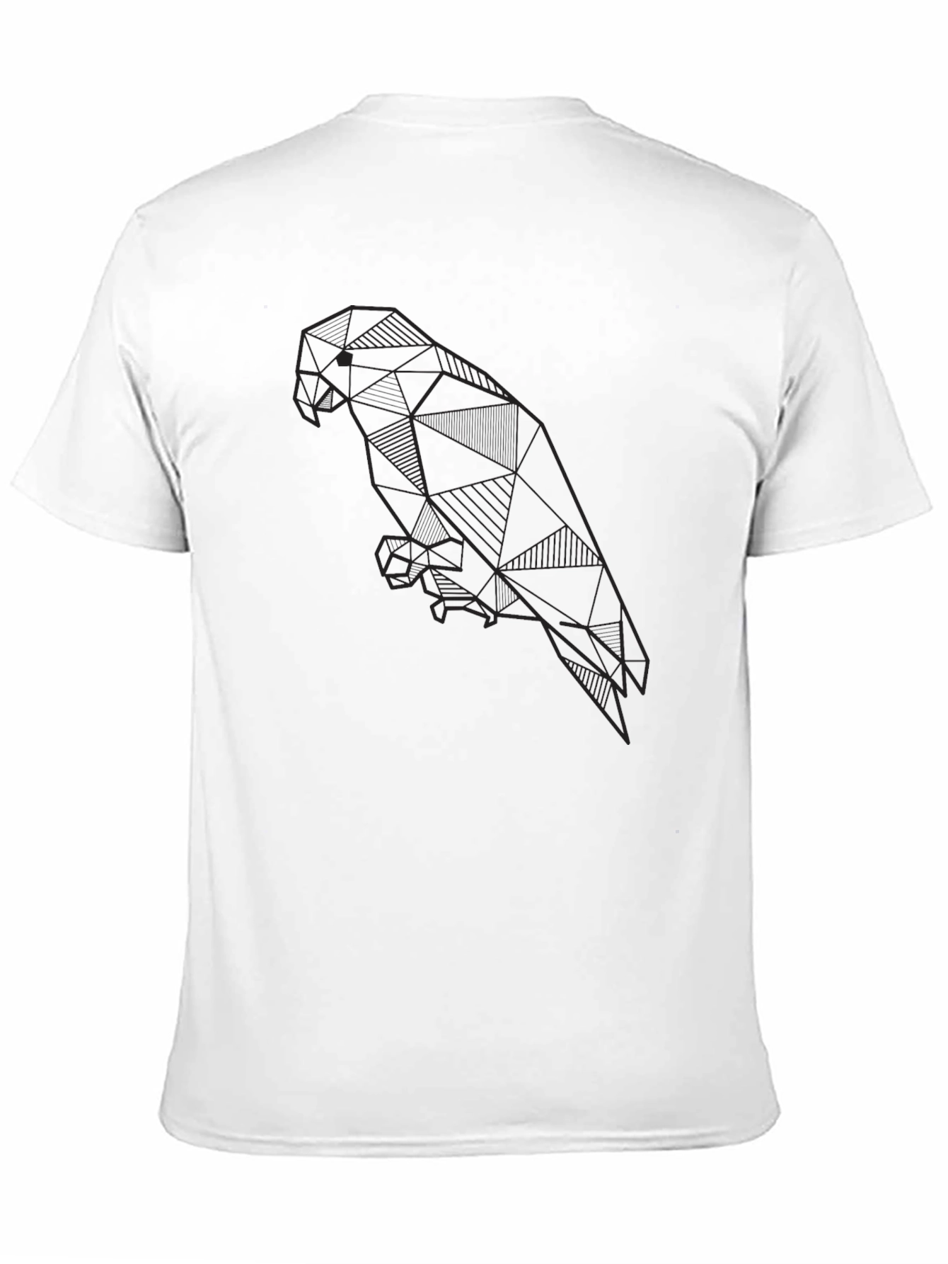 Geometric Parrot Graphic Print Black T-Shirt