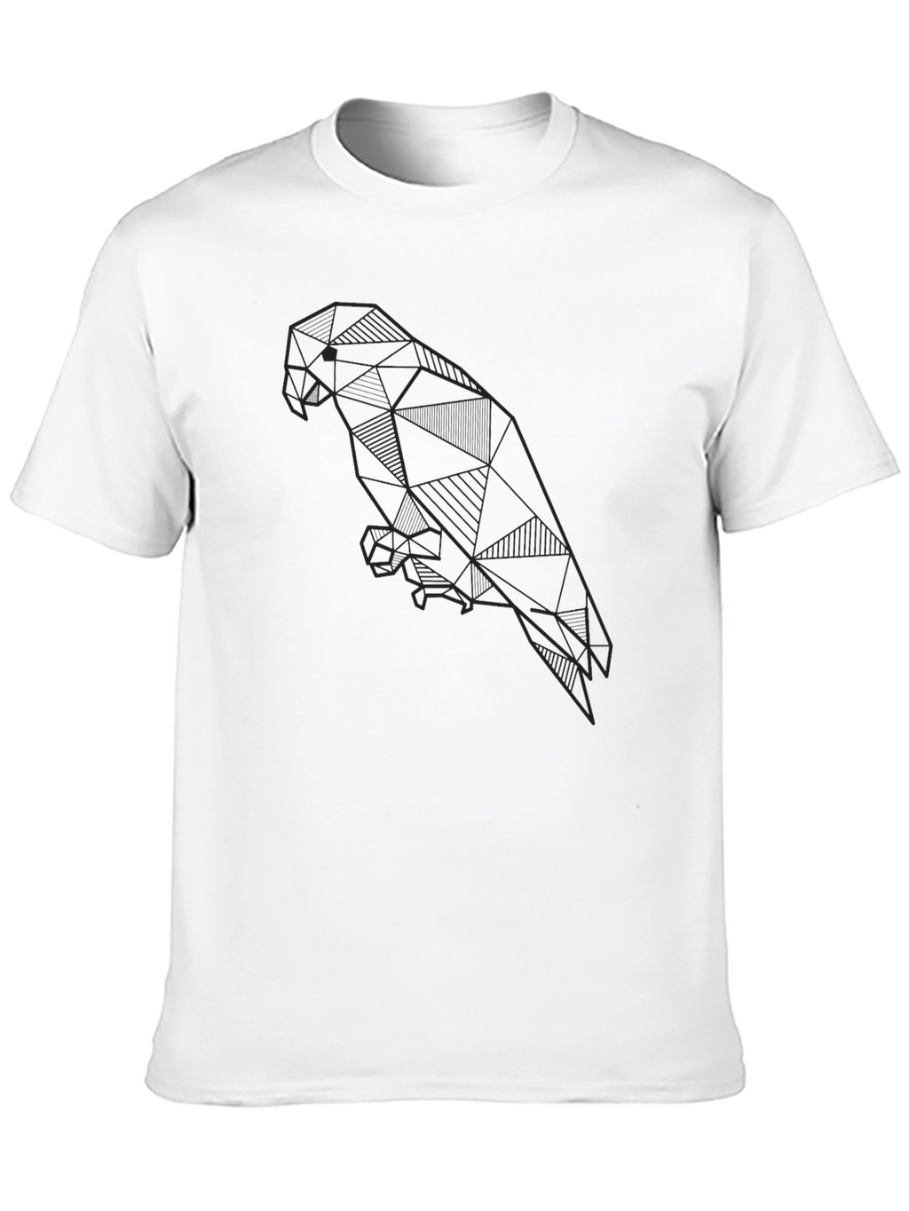 Geometric Parrot Graphic Print Black T-Shirt