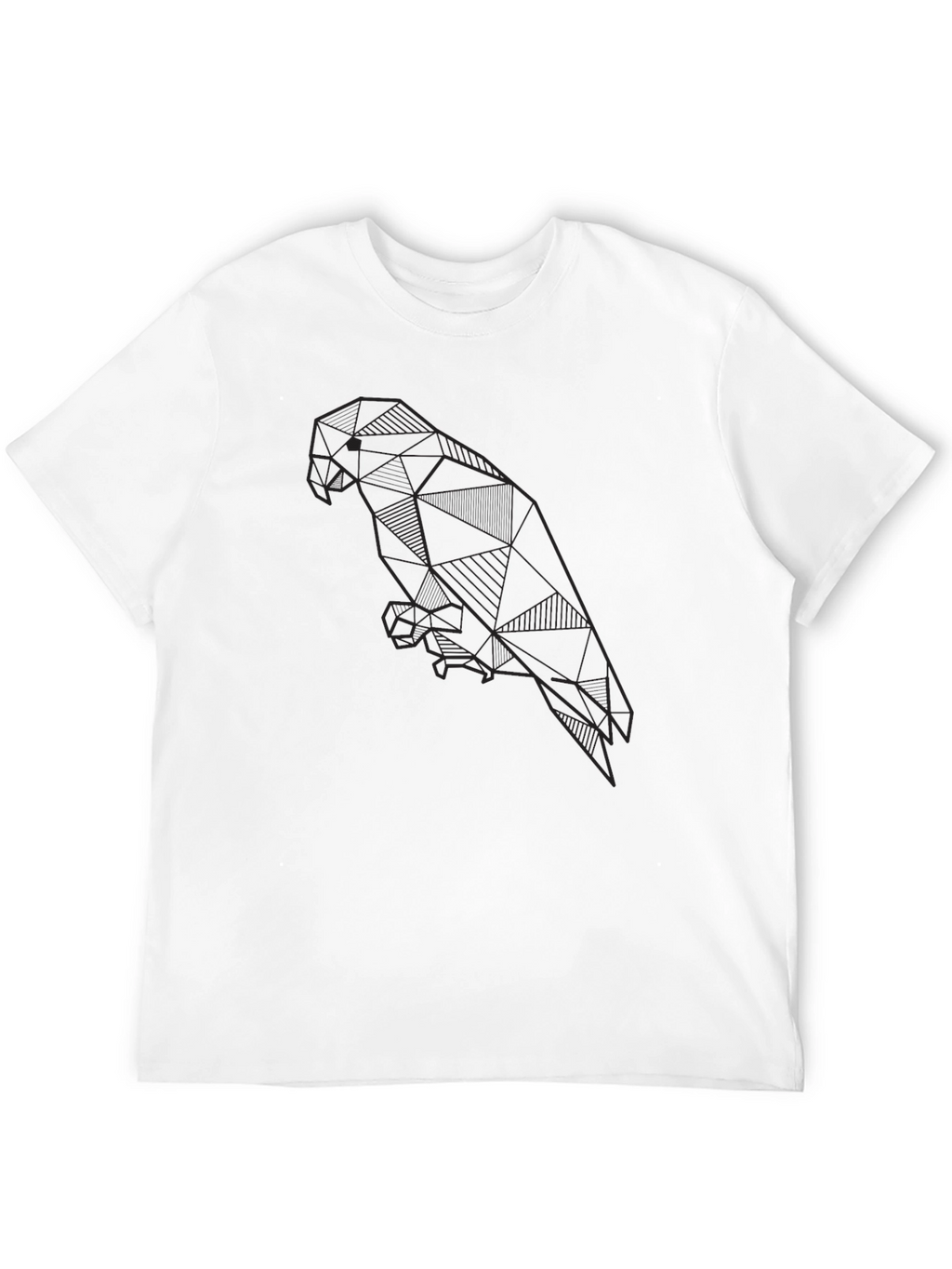 Geometric Parrot Graphic Print Black T-Shirt