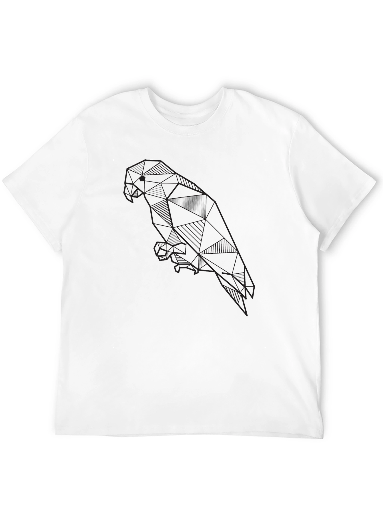 Geometric Parrot Graphic Print Black T-Shirt