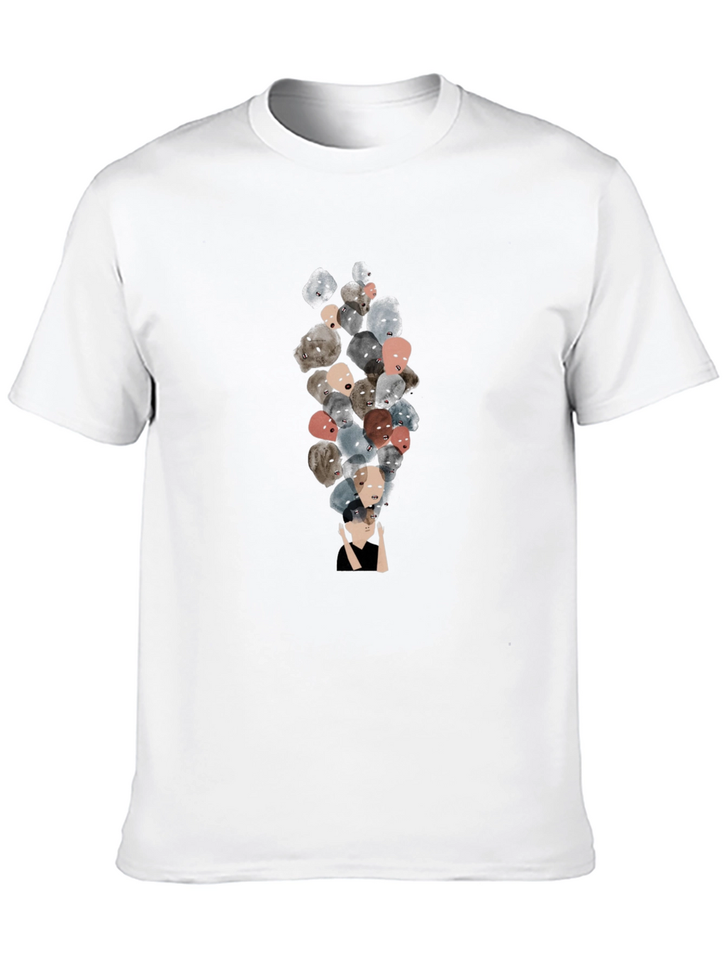 Unique Faces Graphic Print Black T-Shirt