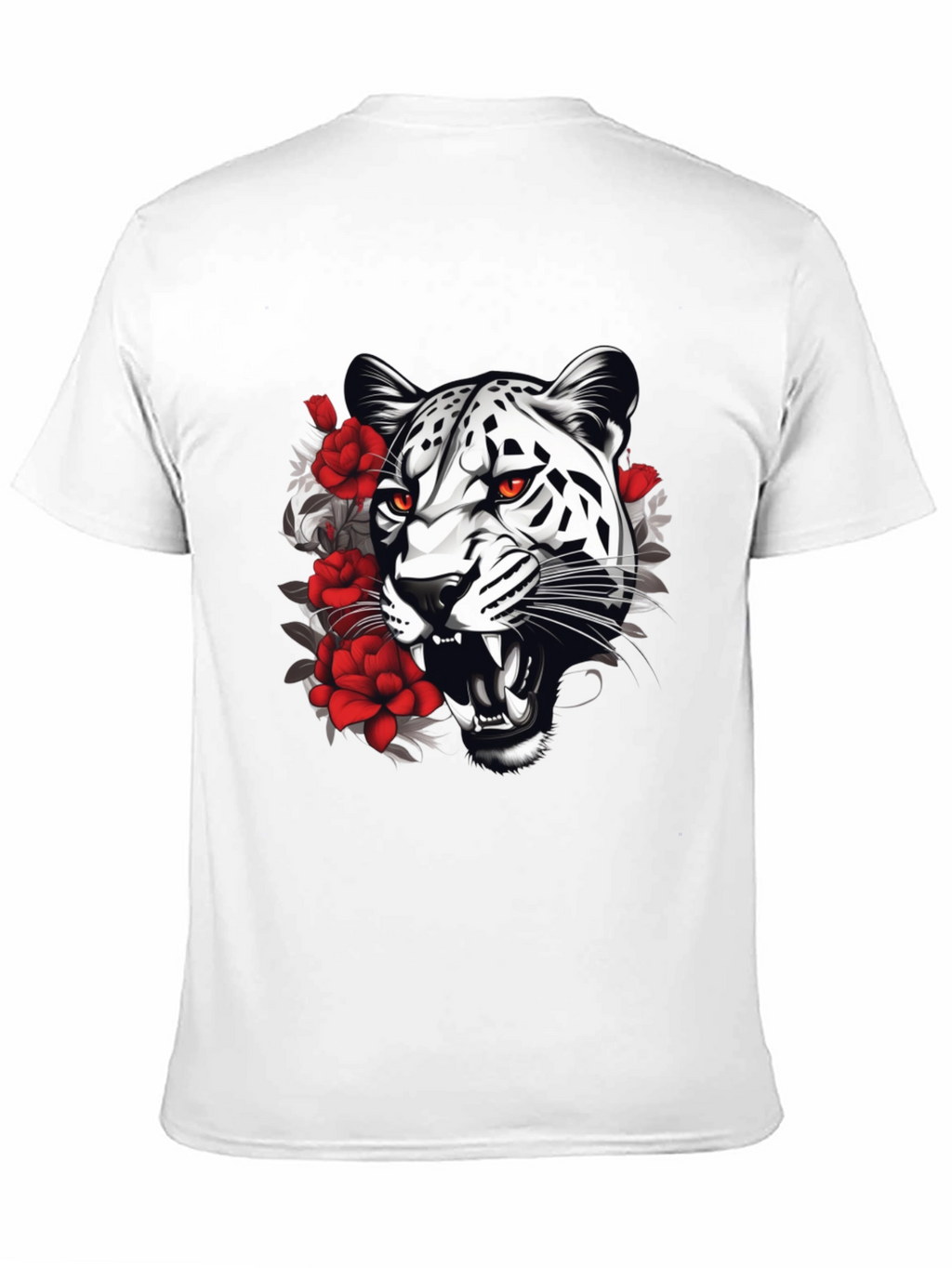 Leopard & Roses Graphic Print Black T-Shirt