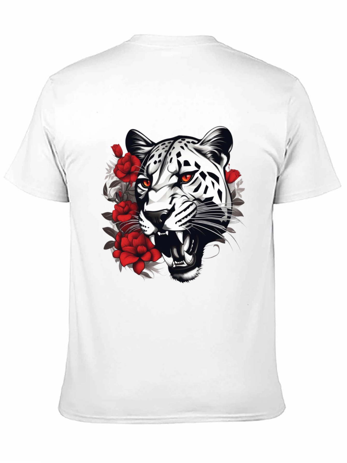Leopard & Roses Graphic Print Black T-Shirt