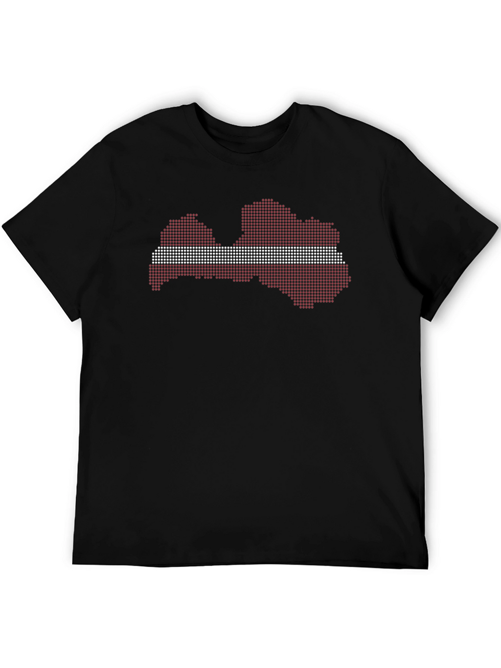 Latvia Flag Map T-Shirt - Black Crew Neck Tee