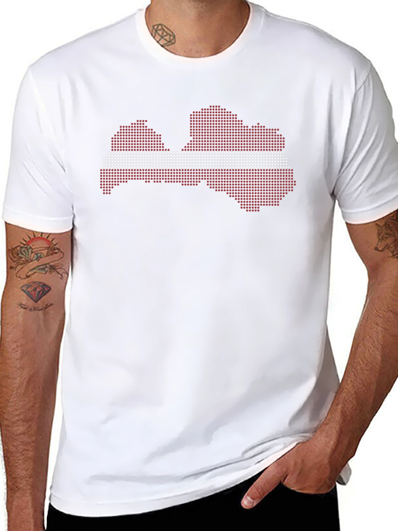 Latvia Flag Map T-Shirt - Black Crew Neck Tee