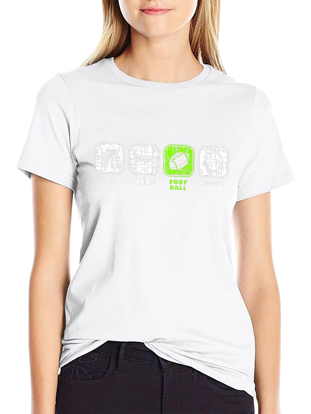 Eat Sleep Football Repeat Black T-Shirt