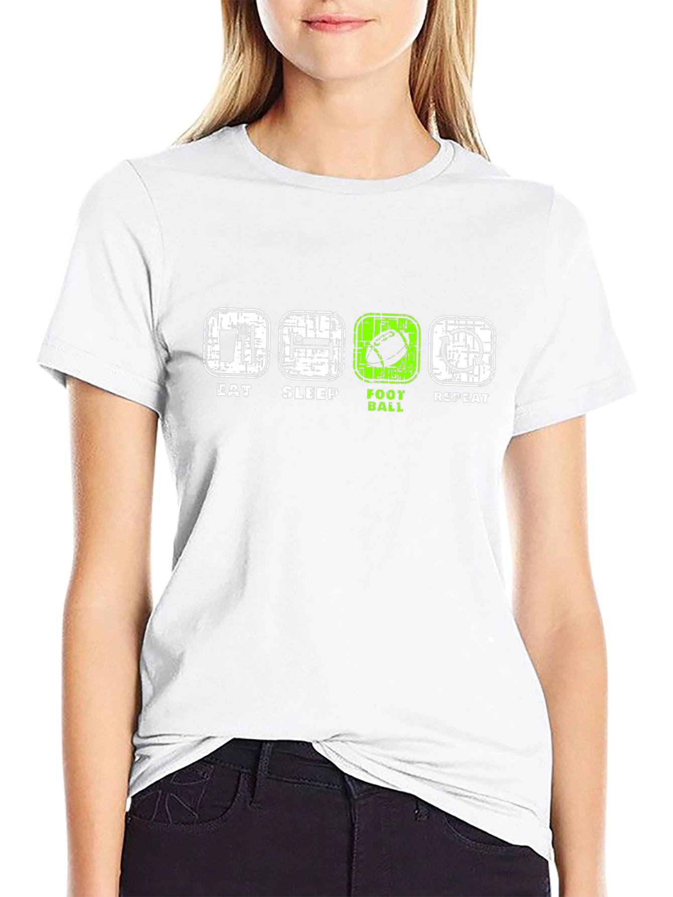 Eat Sleep Football Repeat Black T-Shirt