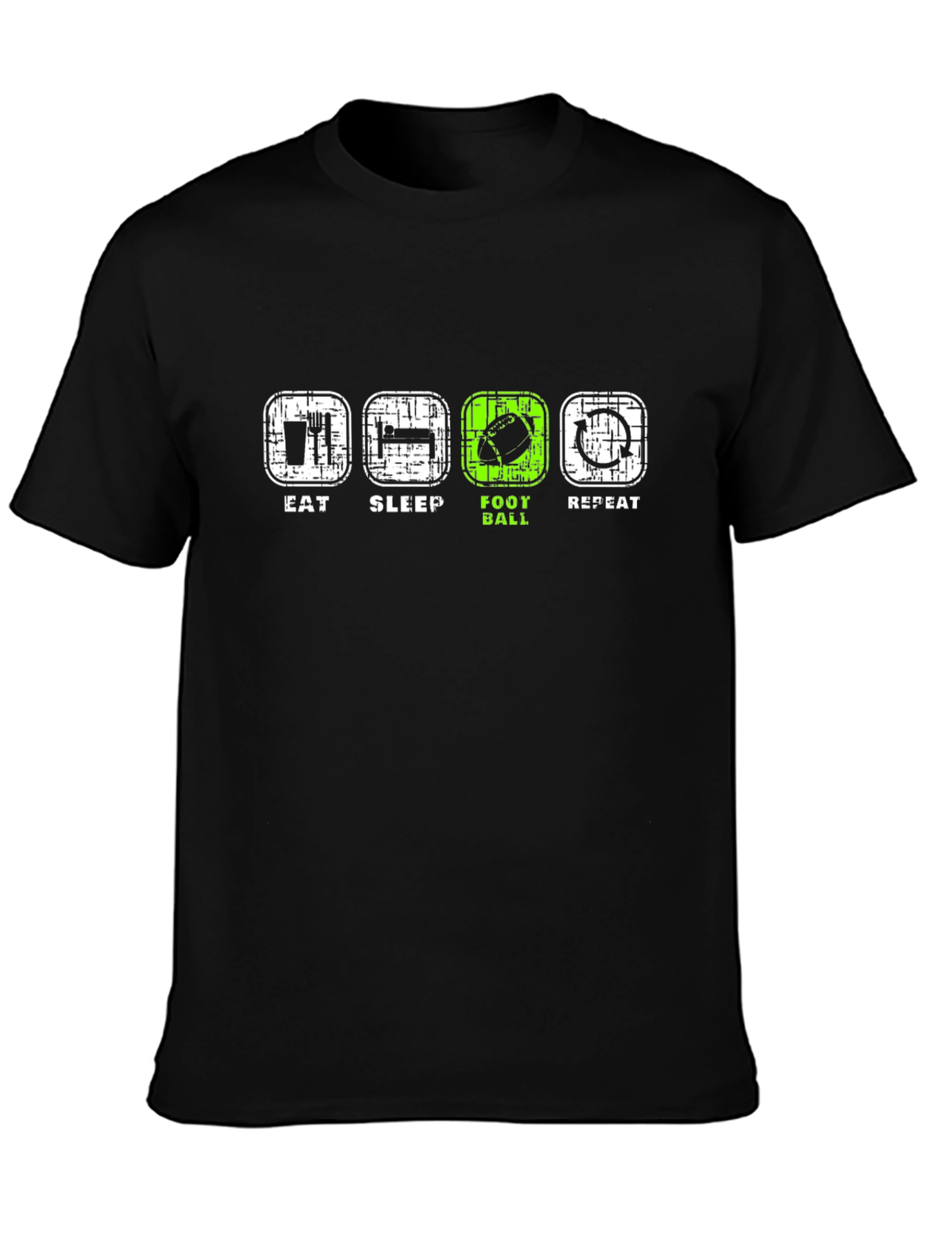 Eat Sleep Football Repeat Black T-Shirt