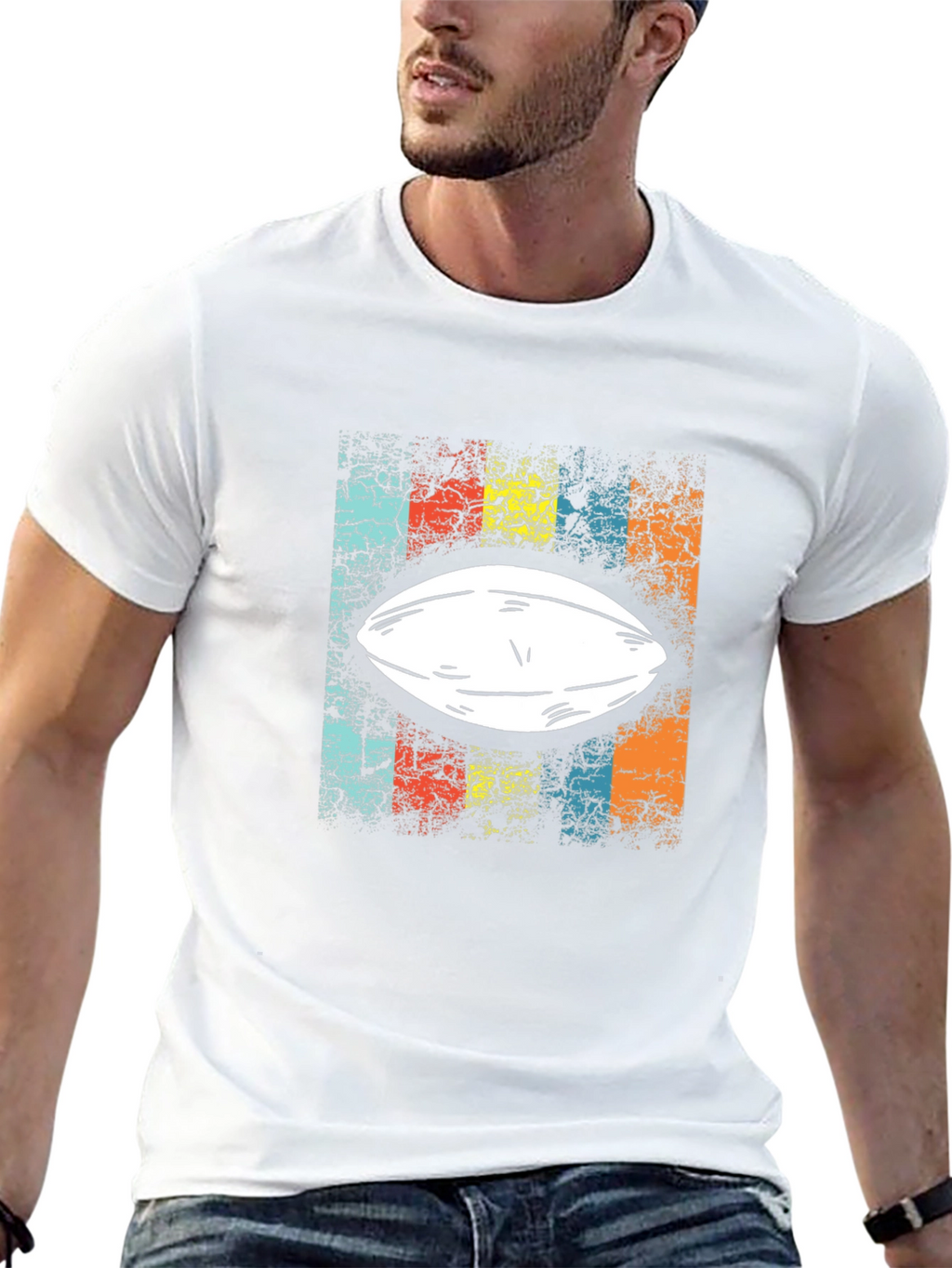 Retro Football T-Shirt - Black Tee