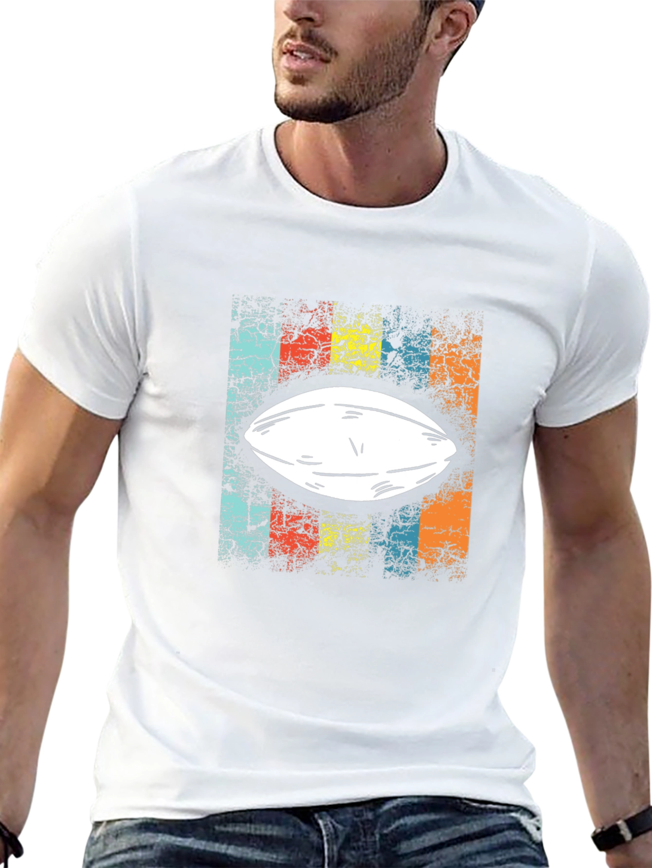 Retro Football T-Shirt - Black Tee