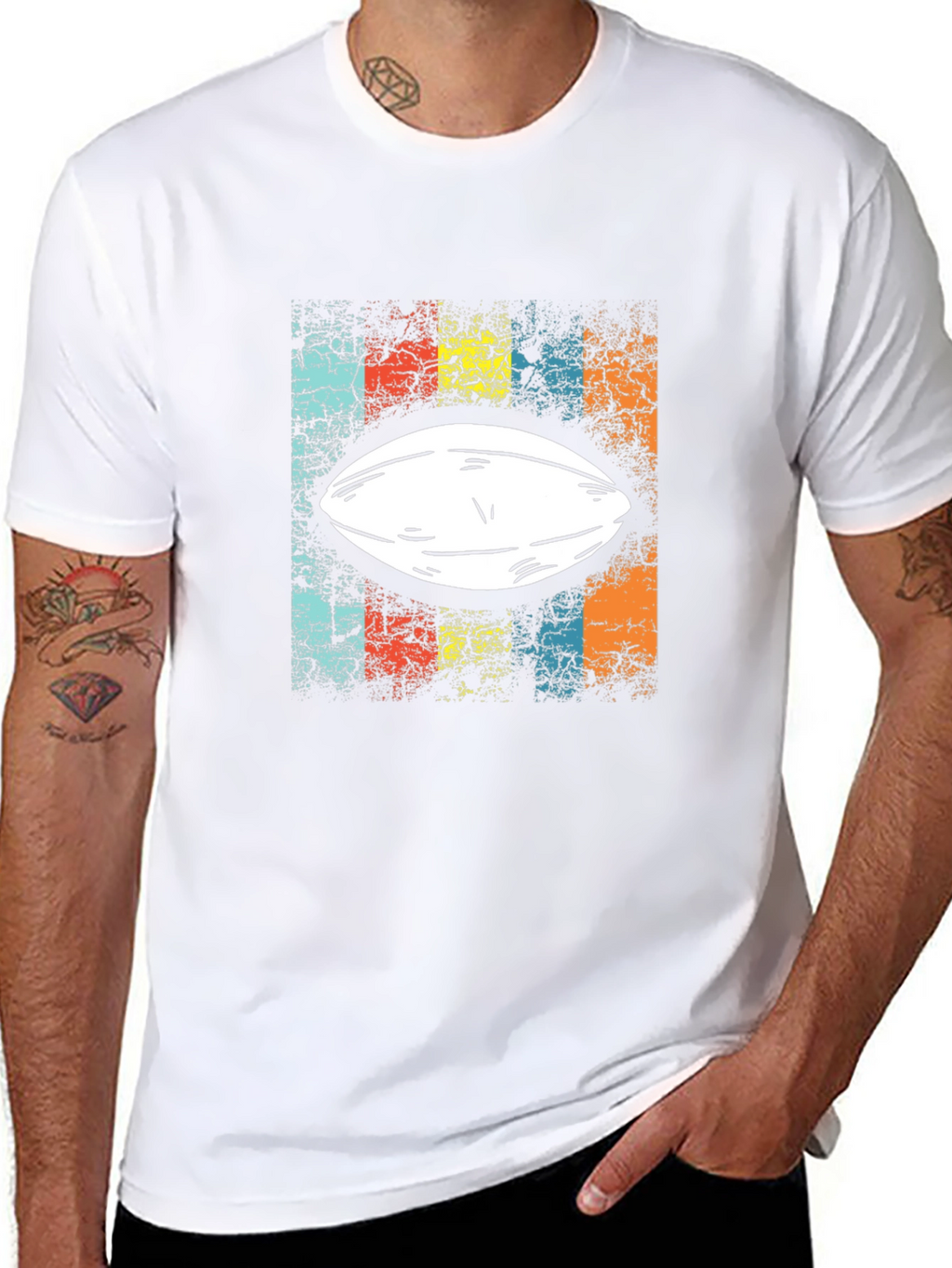 Retro Football T-Shirt - Black Tee