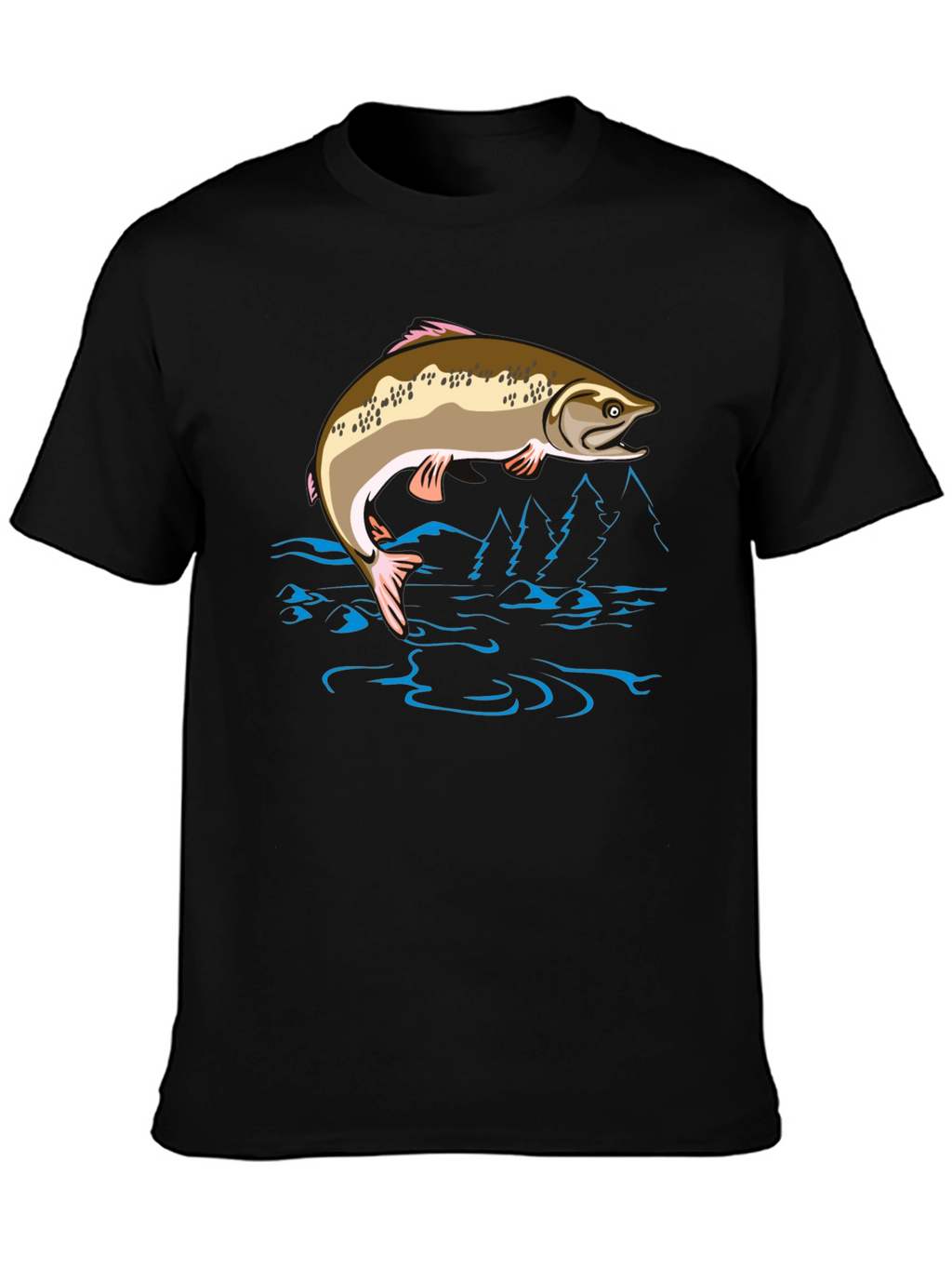 Fishing T-Shirt - Leaping Fish Design
