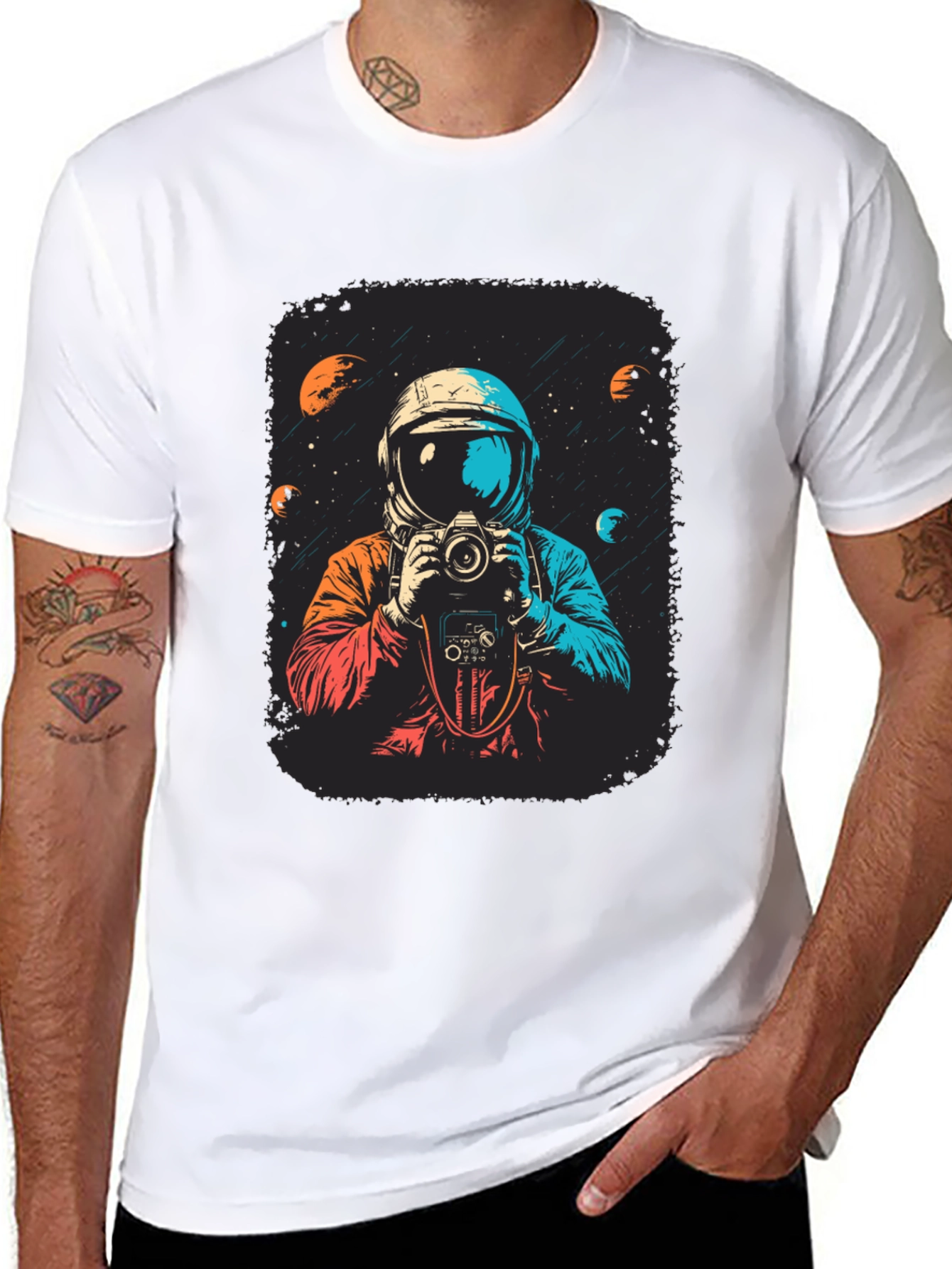 Astronaut Photographer Graphic Tee - Space Camera Shirt