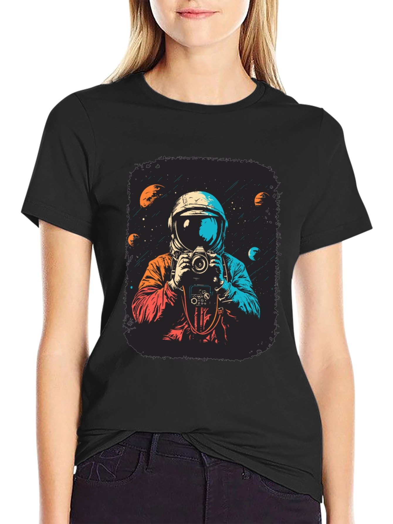 Astronaut Photographer Graphic Tee - Space Camera Shirt