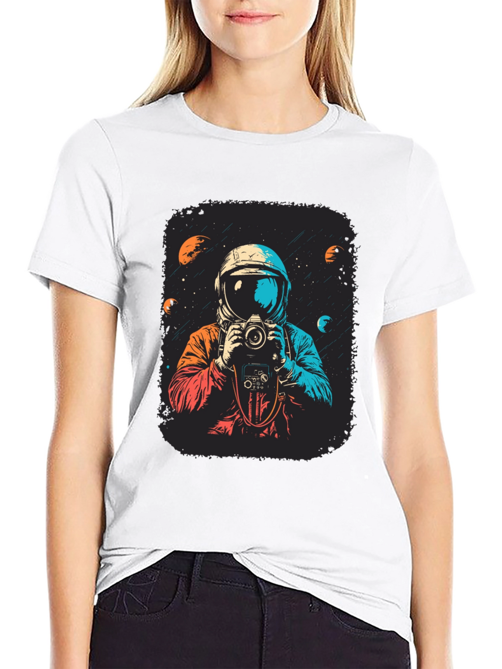Astronaut Photographer Graphic Tee - Space Camera Shirt
