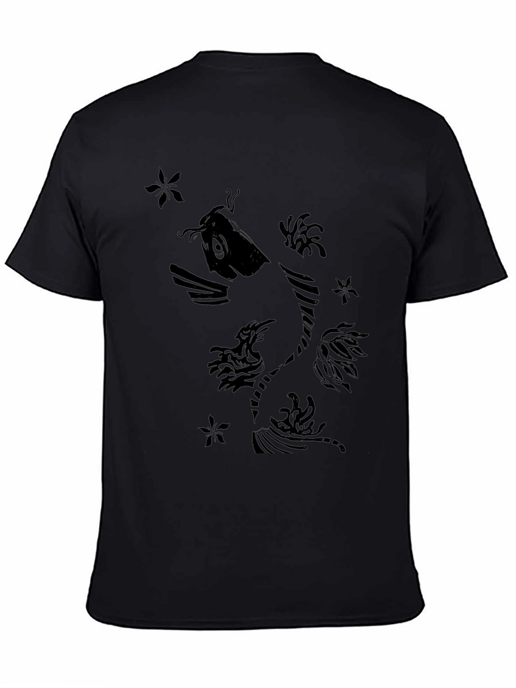 Black Koi Fish Graphic Print T-Shirt