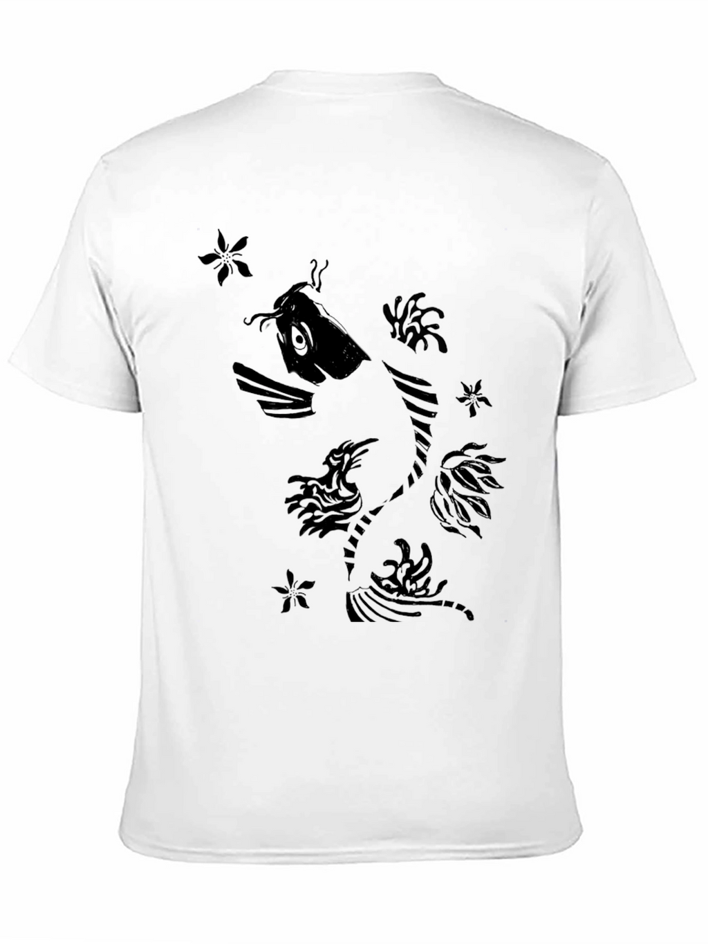 Black Koi Fish Graphic Print T-Shirt