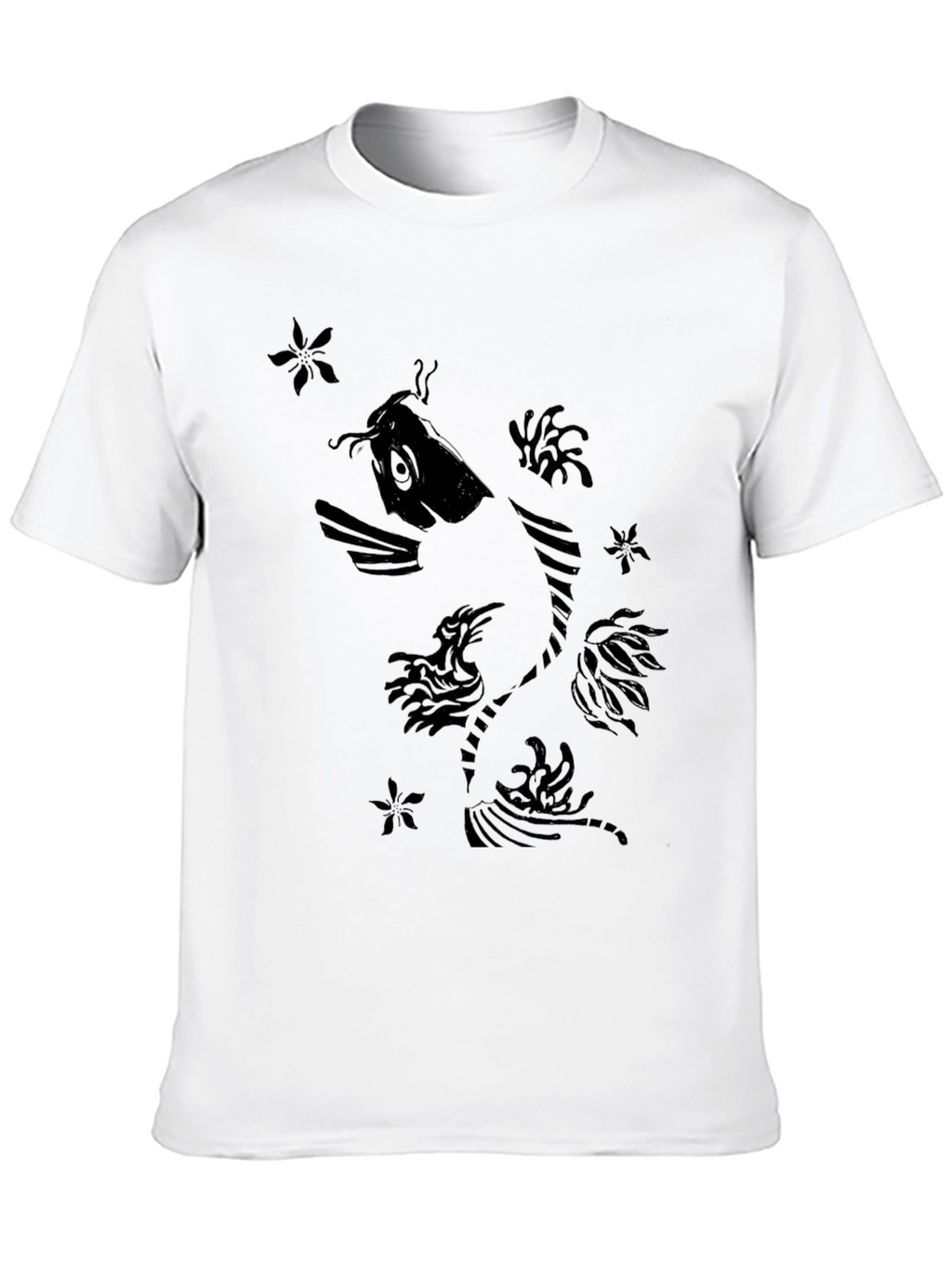 Black Koi Fish Graphic Print T-Shirt