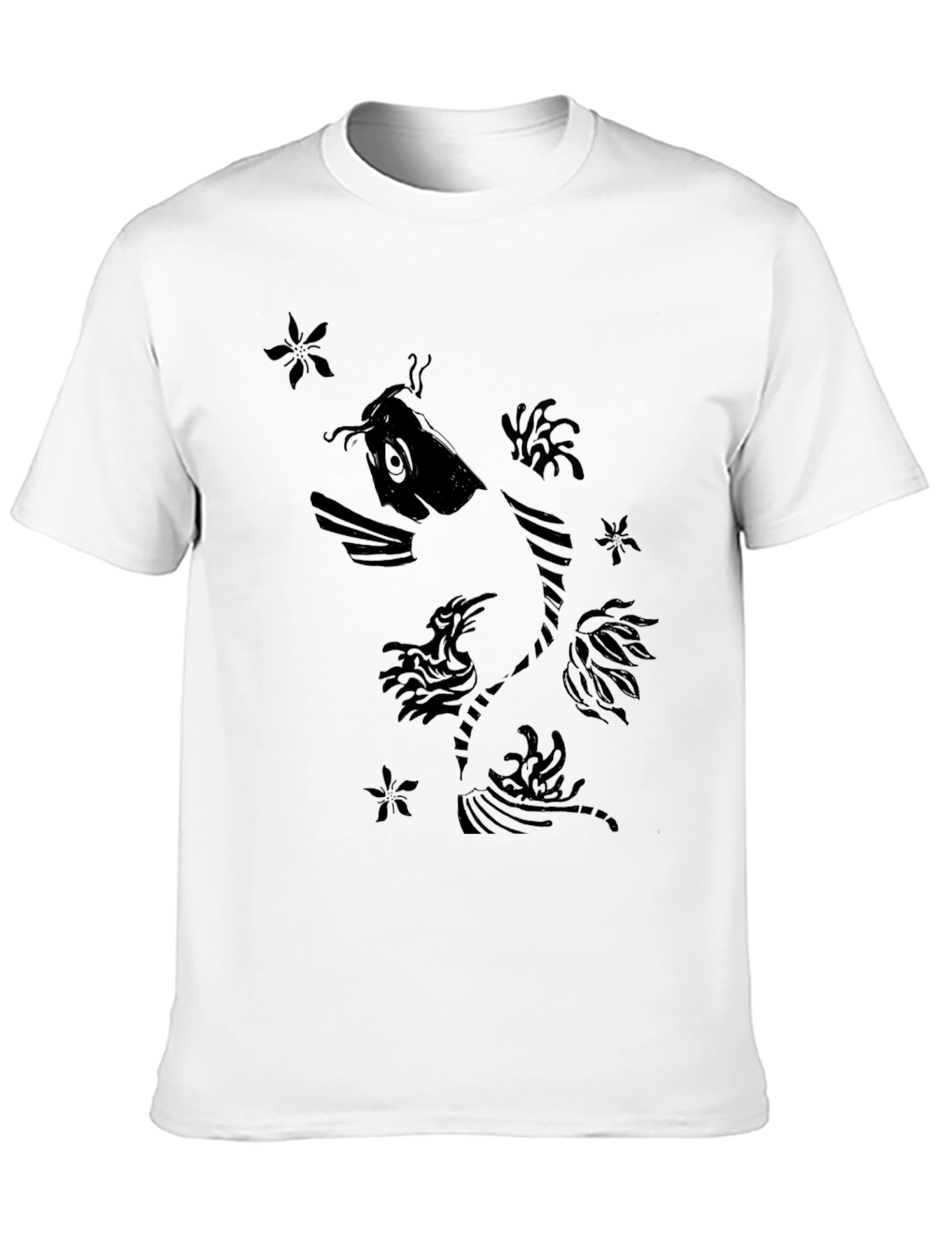 Black Koi Fish Graphic Print T-Shirt