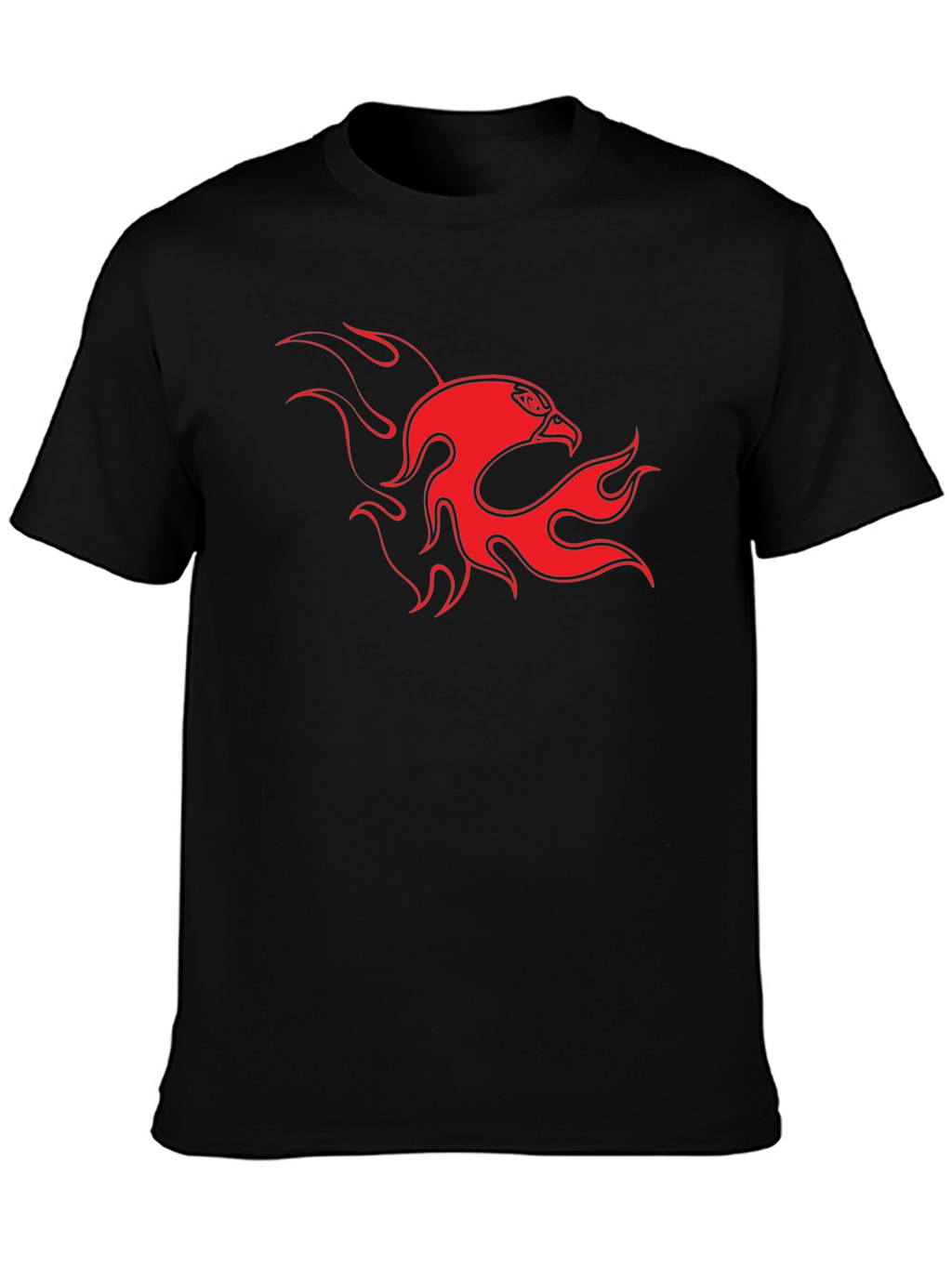 Bold Black Tee with Fiery Eagle Design