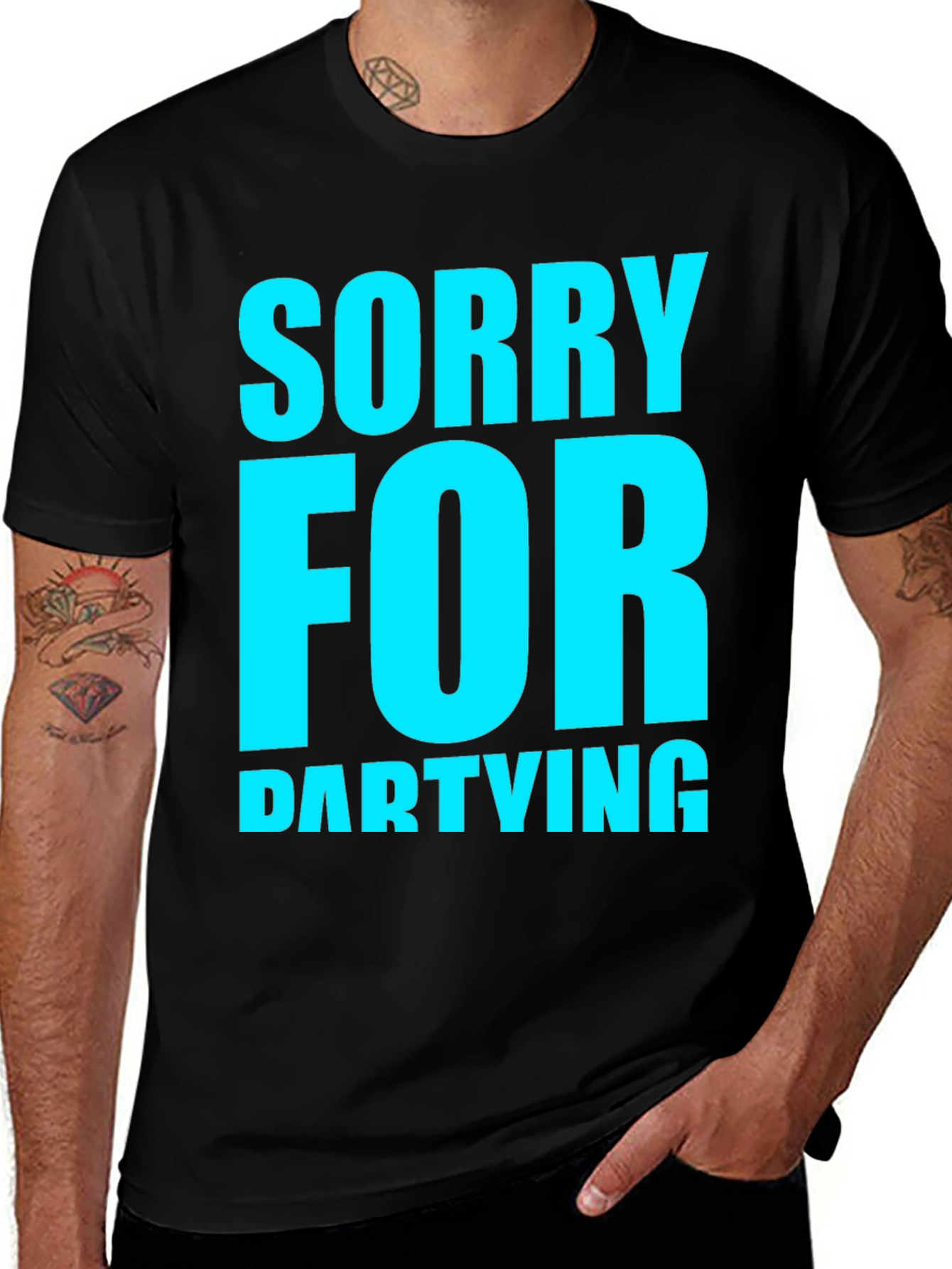 Sorry For Partying Black Graphic Tee
