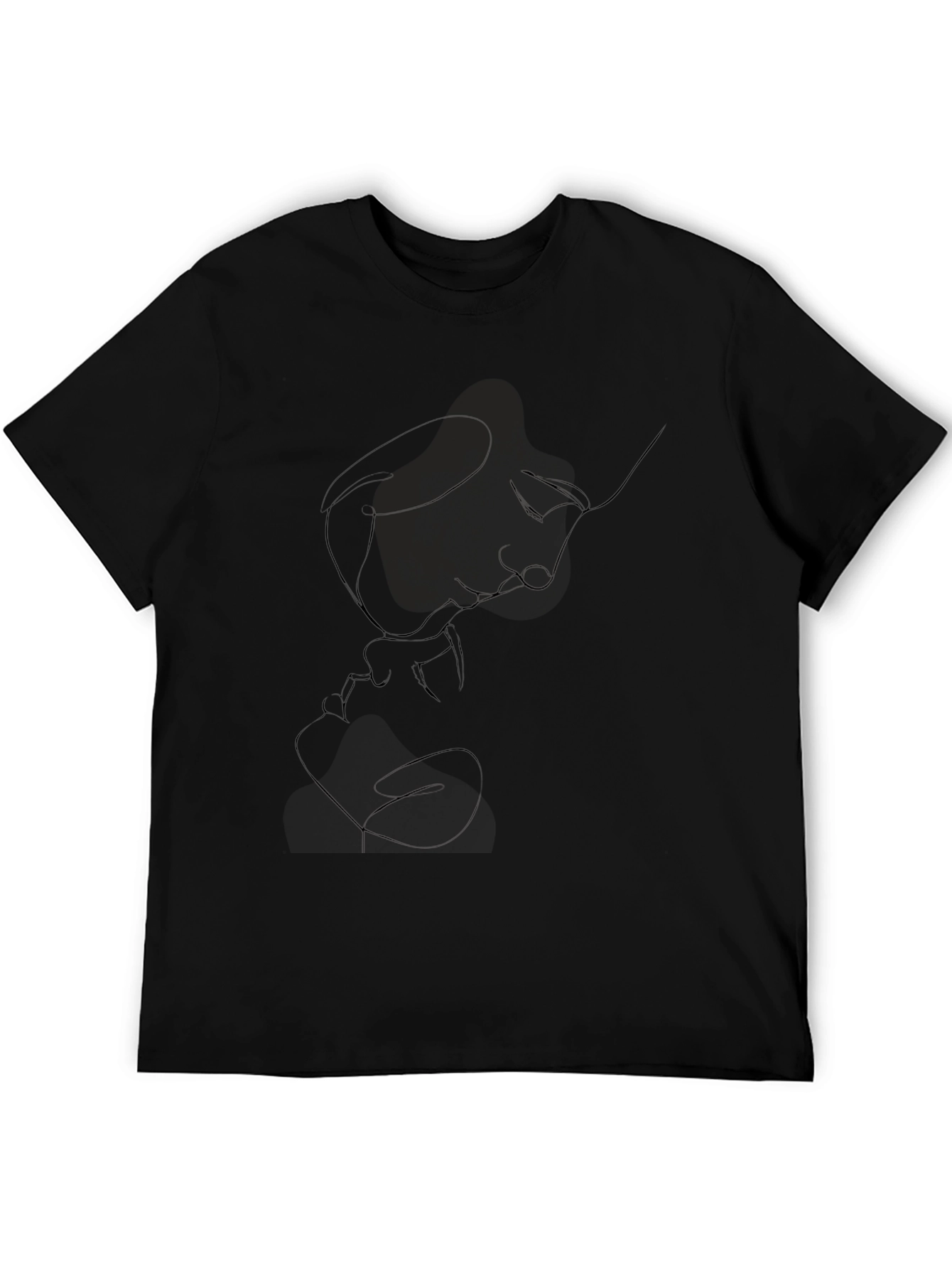 Minimalist Line Art Couple Black Tee