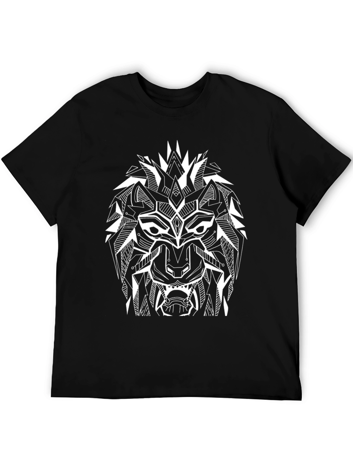 Geometric Lion Graphic Tee - Modern Streetwear