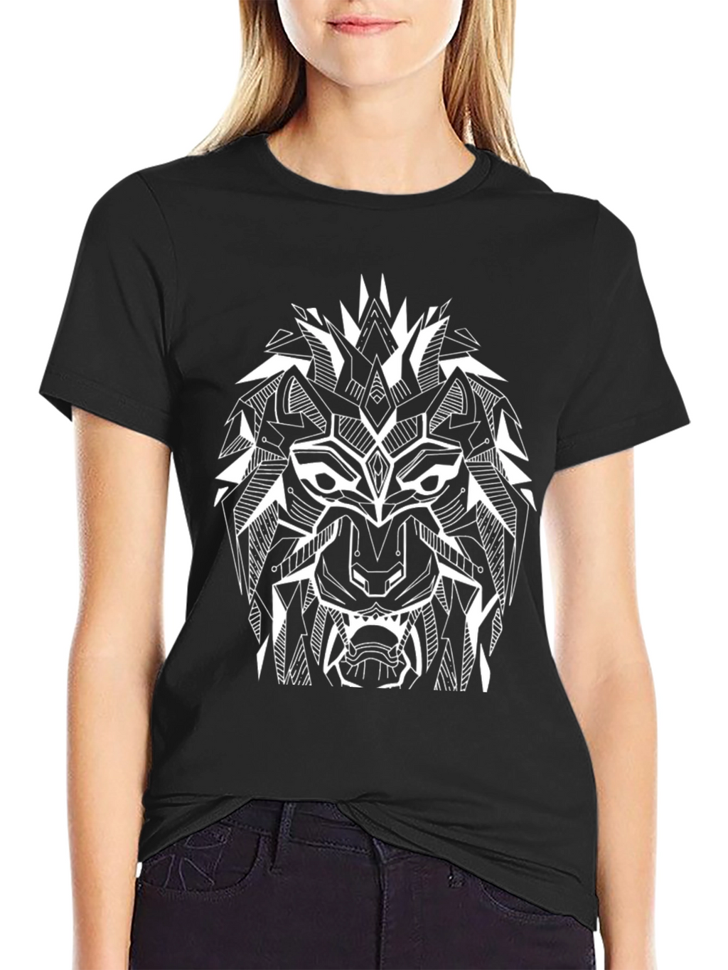 Geometric Lion Graphic Tee - Modern Streetwear
